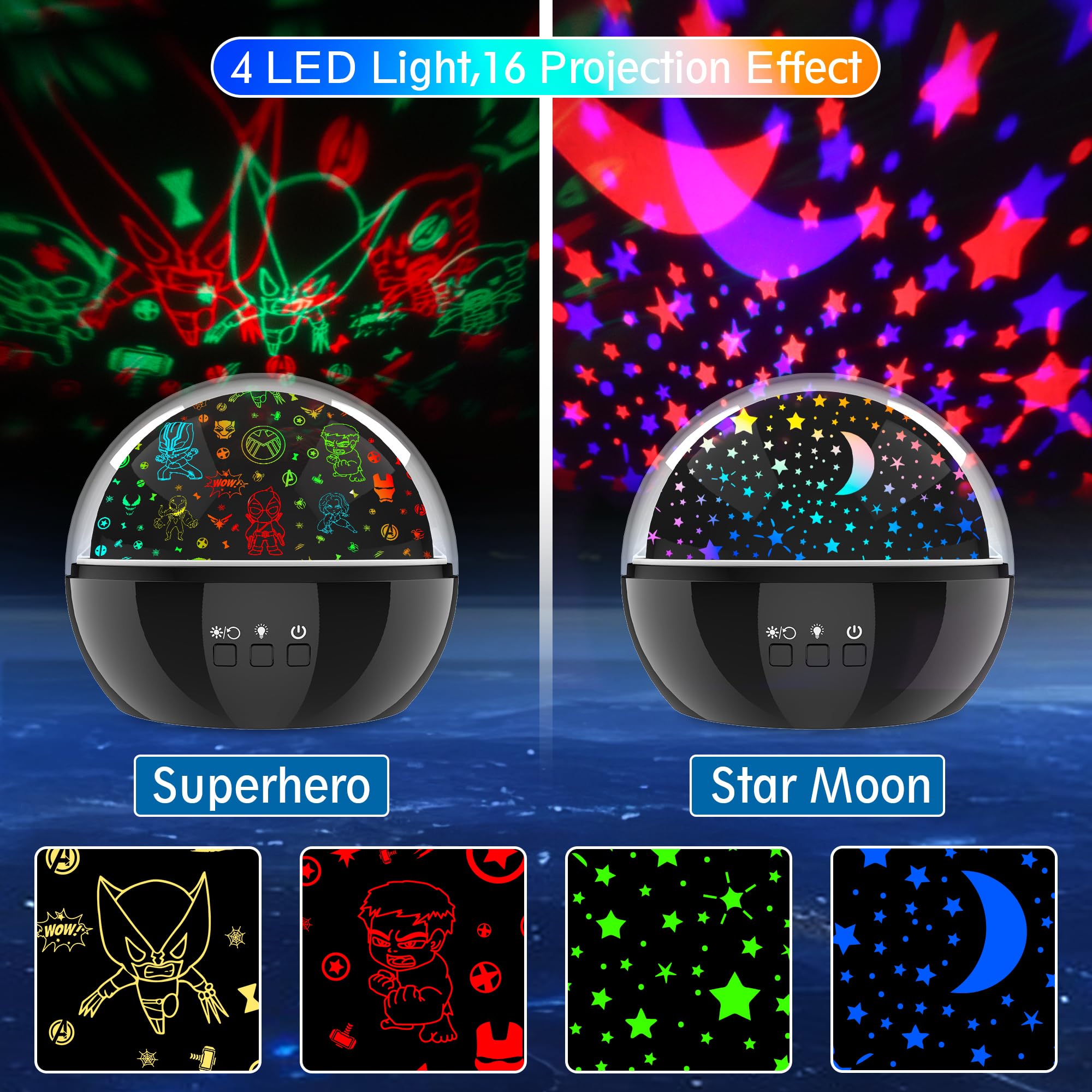 Hulk Night Light for Boys Baby Superhero Toy Kids Star Projector for Baby Room Decor 360 Degree Rotation Christmas Birthday Gift