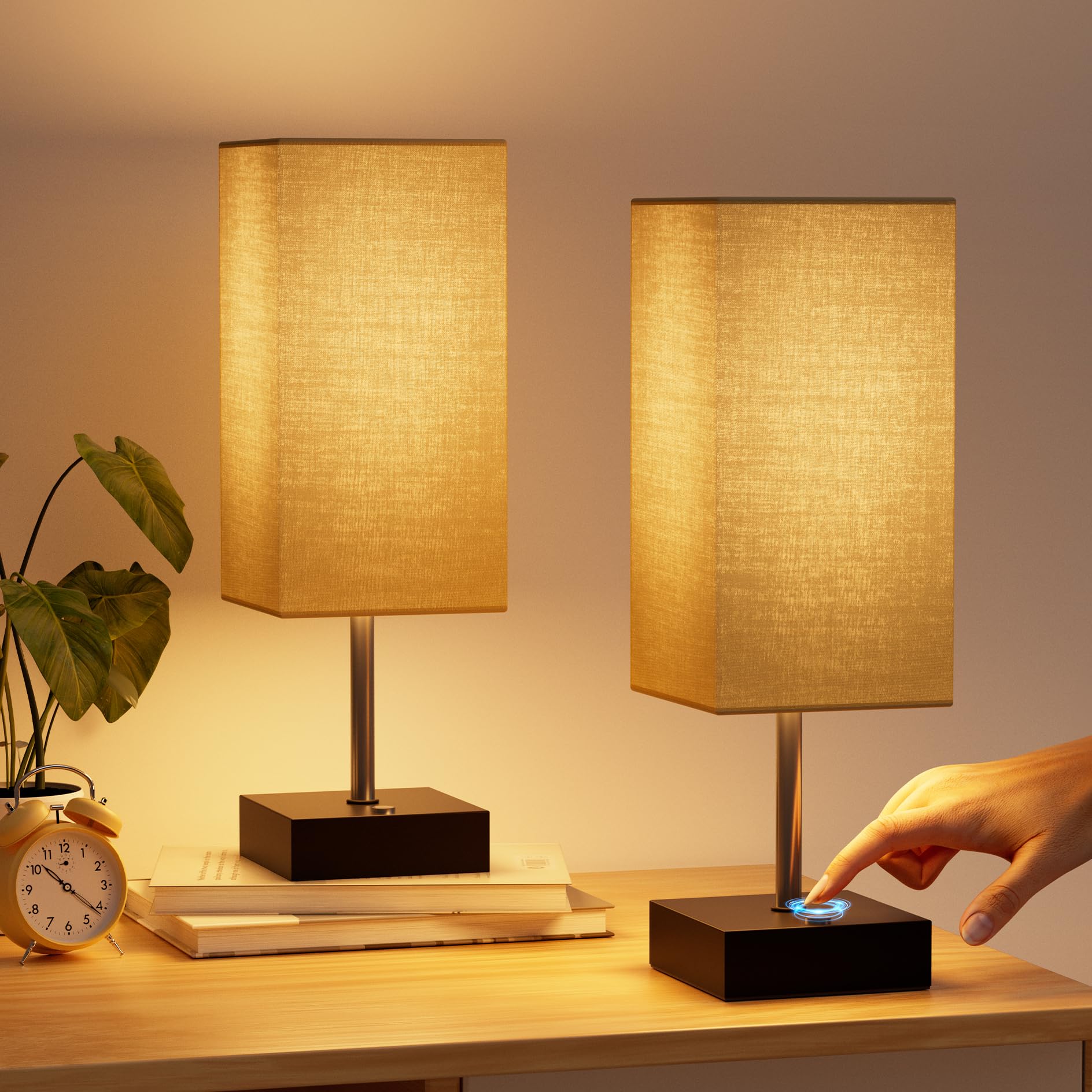 Comzler 2 Pack Table Lamp, Rechargeable Cordless Lamp With 4400Mah Portable 3 Level Brightness And Stepless Dimming, Small Lamp 