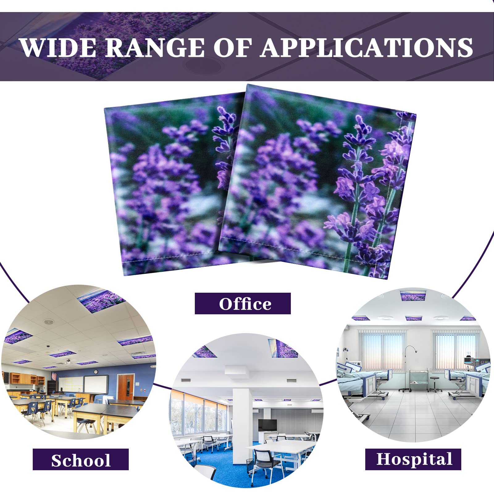 Patelai Fluorescent Light Cover Shade with 10 Magnets, 4 x 2 Feet, Lavender, Model PT-Patelai-3150 for Classroom, Office, Home