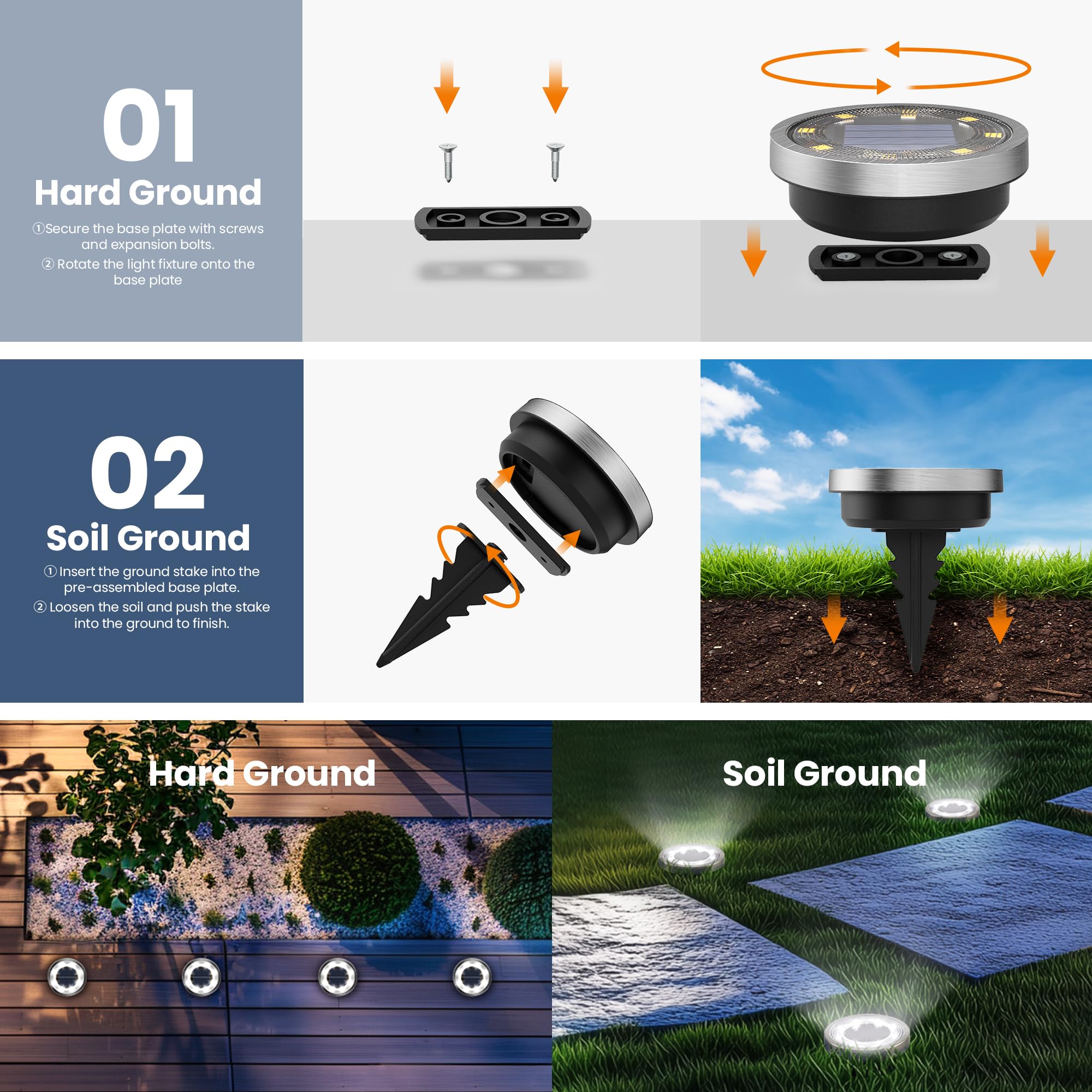 SOLPEX Solar Ground Lights 10 Pack Waterproof Landscape Lighting Cool White Model 9813 for Garden Walkway Driveway Decor