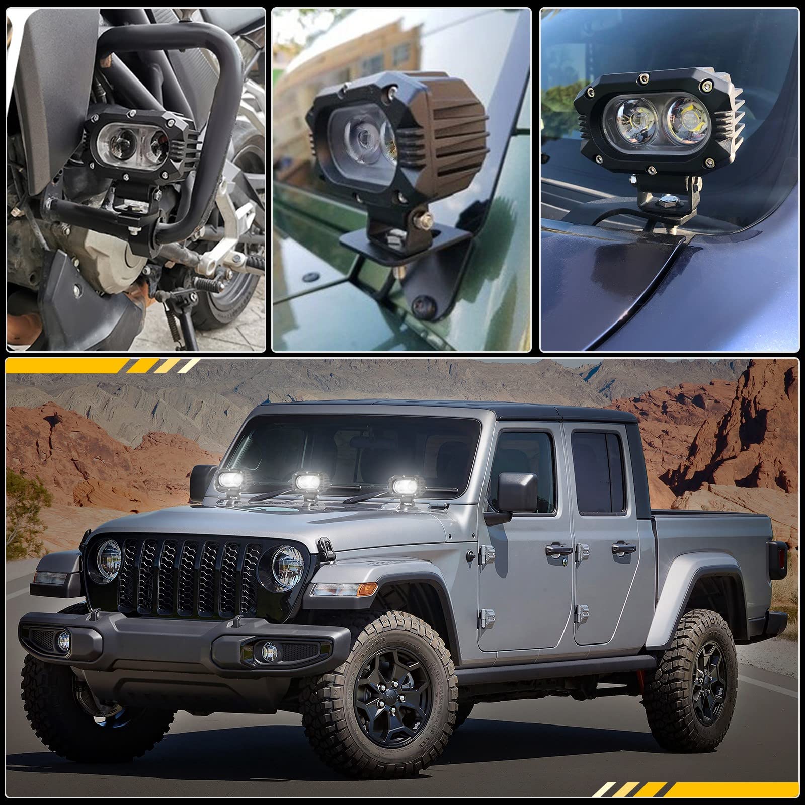 Co Light Led Flood Lights Pods 2Pcs 4 Inch 96W Flood Beam Fog Lights For Motorcycle Auxiliary Super Bright Atv Led Work Light For Truck Suv Utv Boat Tractor Forklift