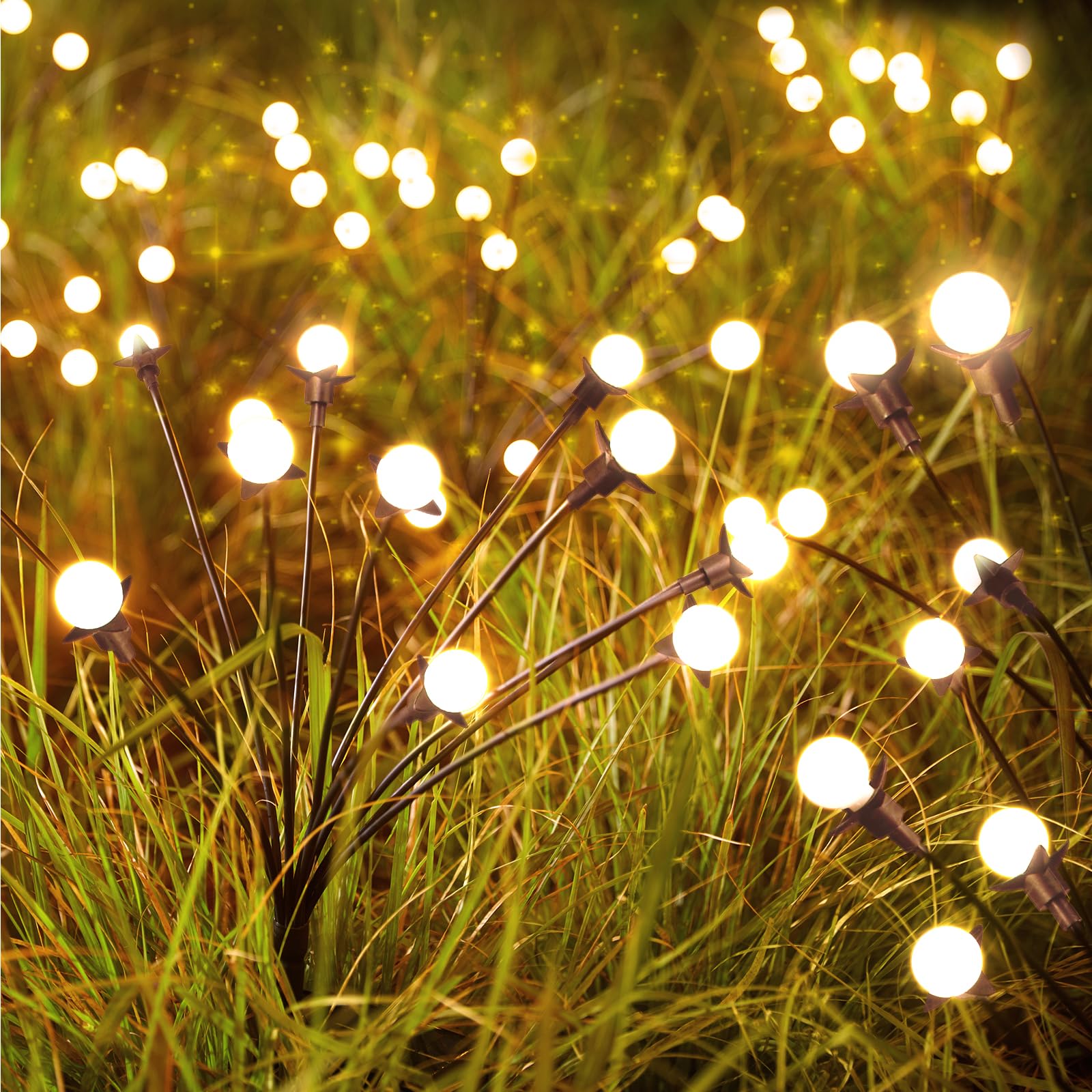 Brightown Solar Lights Outdoor Waterproof - 8 Pack 12 LED Solar Firefly Lights with 2 Lighting Mode, Sway by Wind, Garden Light 