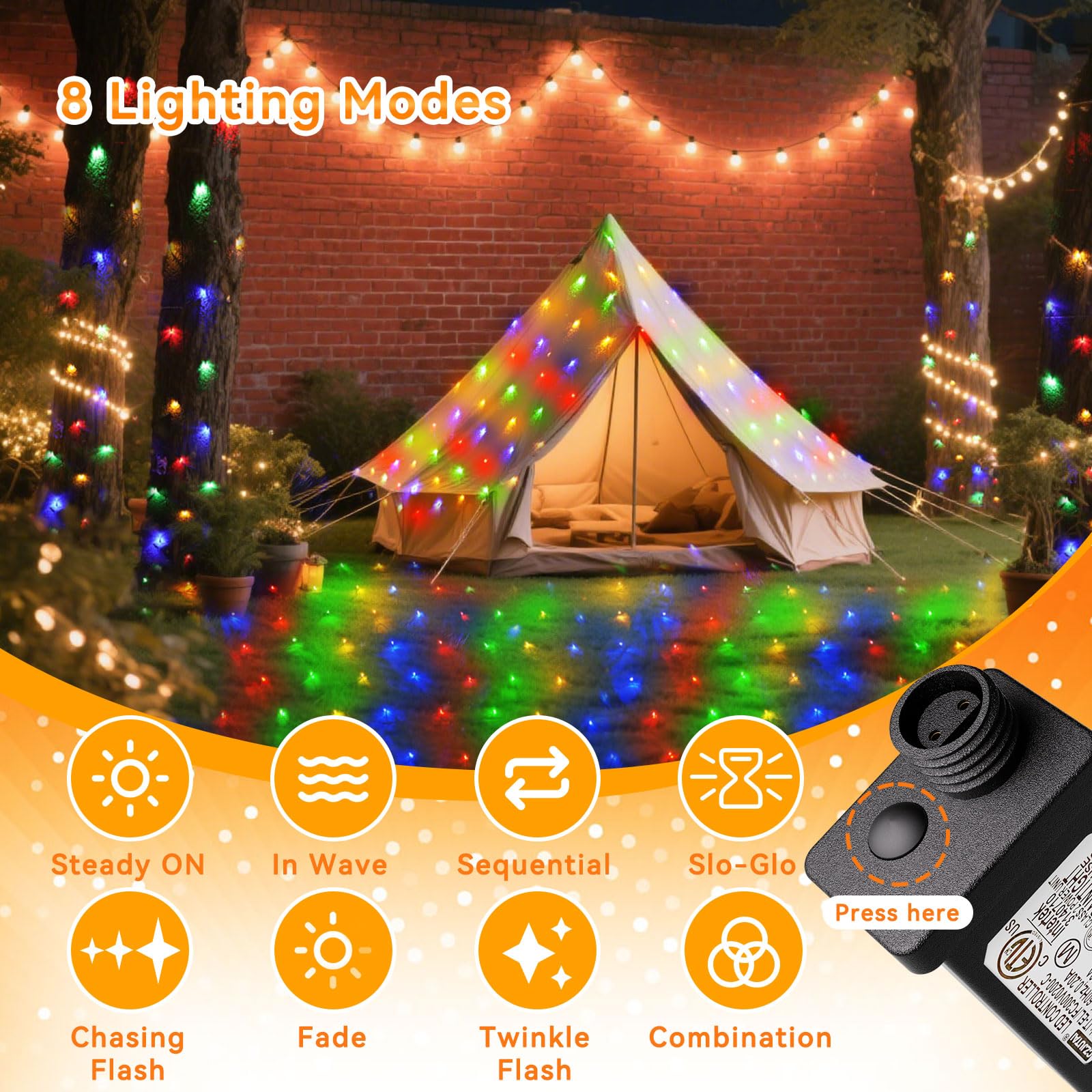 360 Led Colorful Christmas Net Lights Outdoor 8 Modes  21Ft X 5Ft Waterproof Mesh Lights Giant Net Light Mulitcolored Fairy Christmas Light Green Wire Connectable For Bushes Tree Garden Home Party