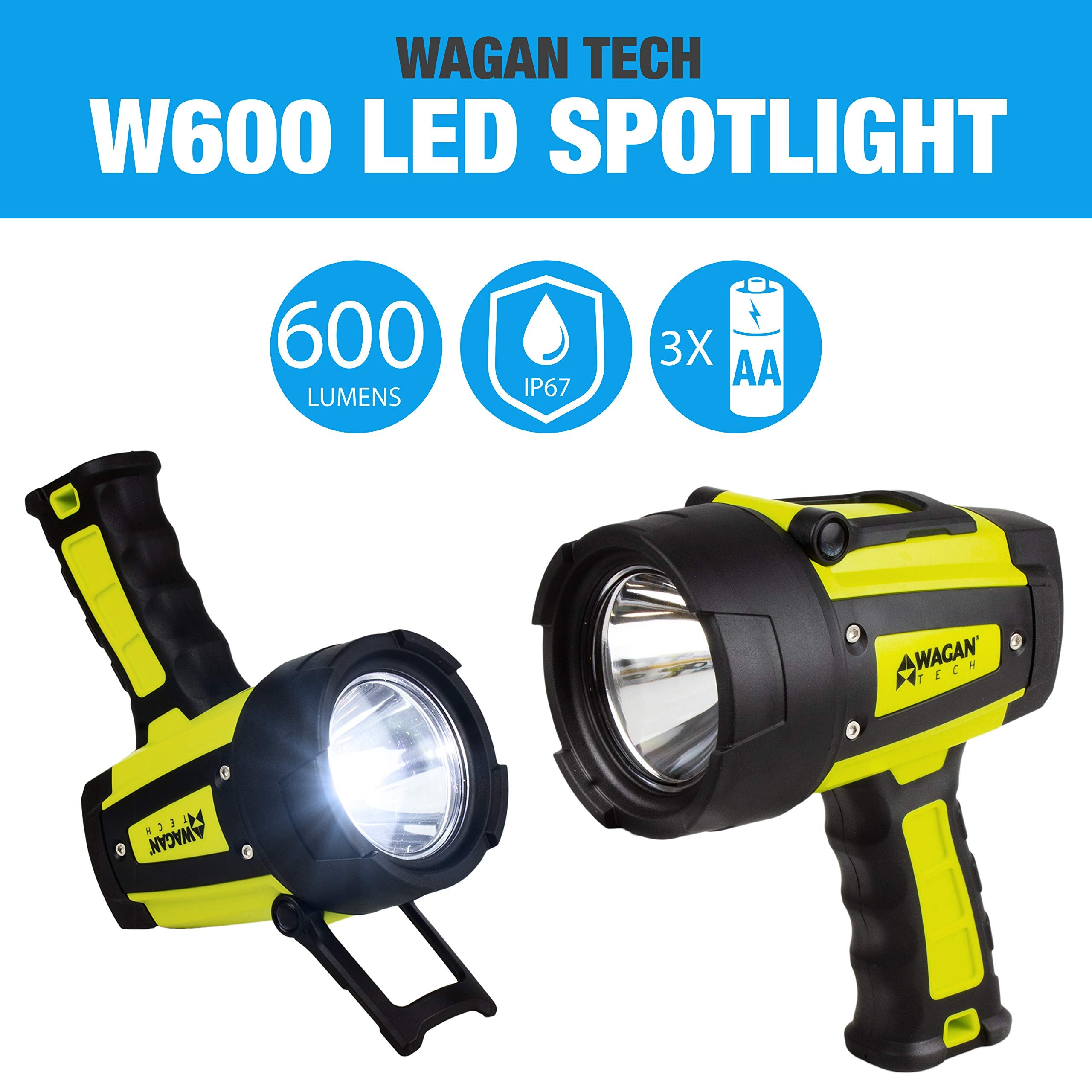 Wagan EL4321 Brite-Nite LED Spotlight, 600 Lumen, Waterproof, 7 Position Stand, Yellow