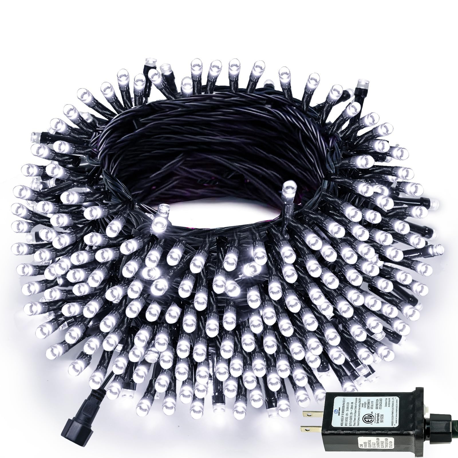 Connectable 300Led 99Ft 13Modes String Lights Indoor Outdoor | Extendable Green Wire Cool White Christmas Tree Lights With Timer