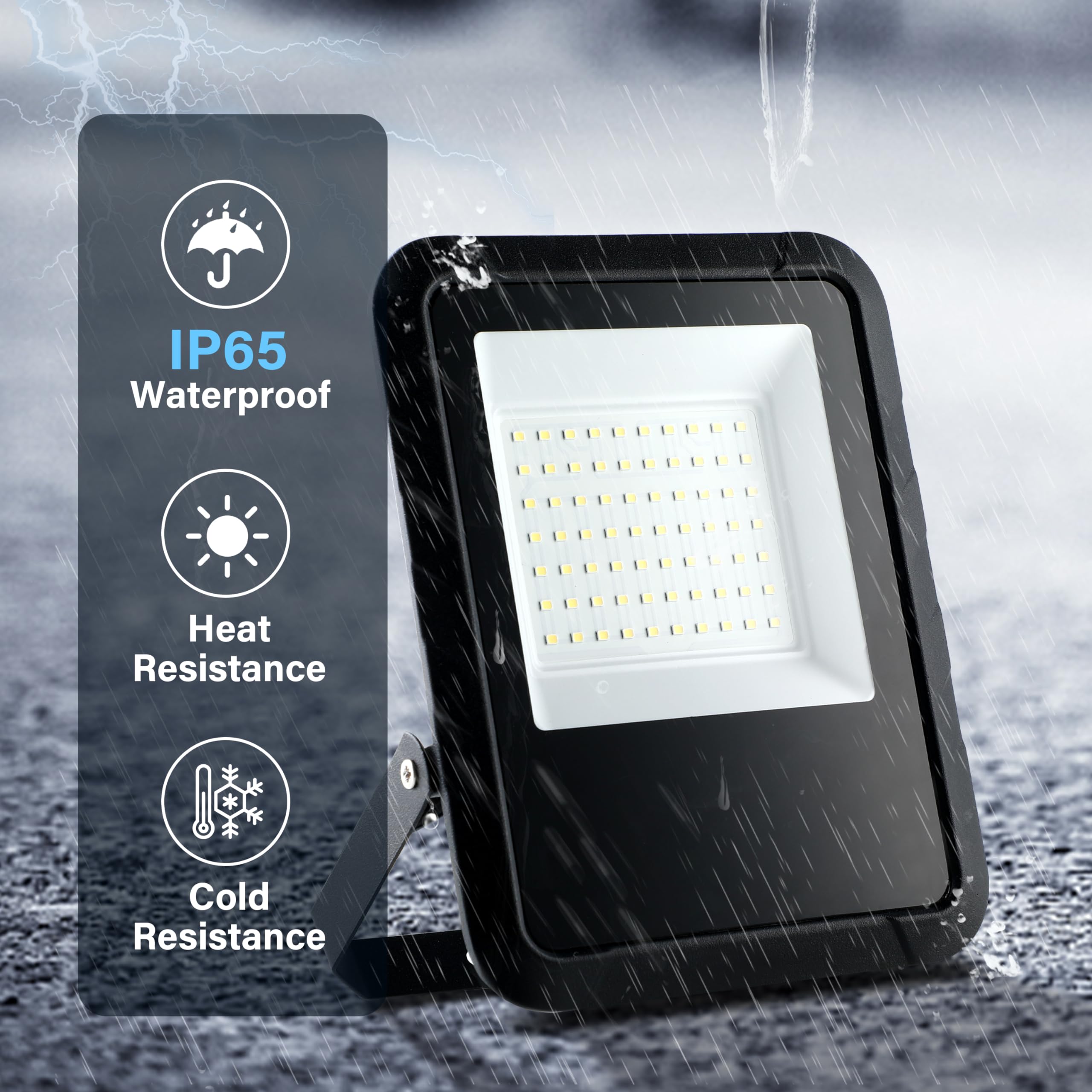 Simple Deluxe 2 Pack Led Flood Lights Outdoor, 70W 7000Lm Super Bright Outside Work Light With Plug, Ip65 Waterproof, 6500K Floo