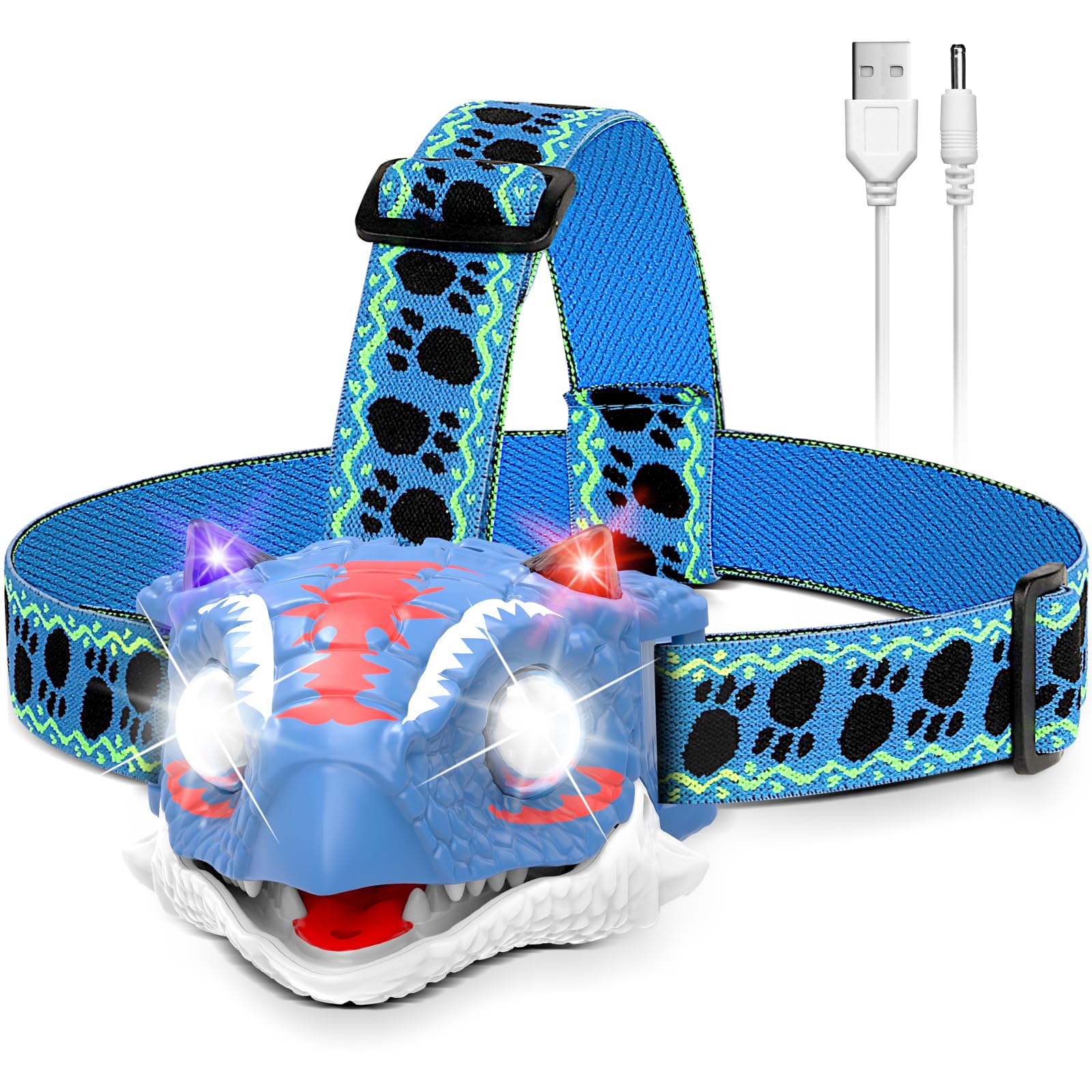 TIGTECGAME Ankylosaurus Kids Headlamp - Dinosaur Rechargeable Headlamp for Kids Camping Gear | Dinosaur Toys for Kids Boys Girls
