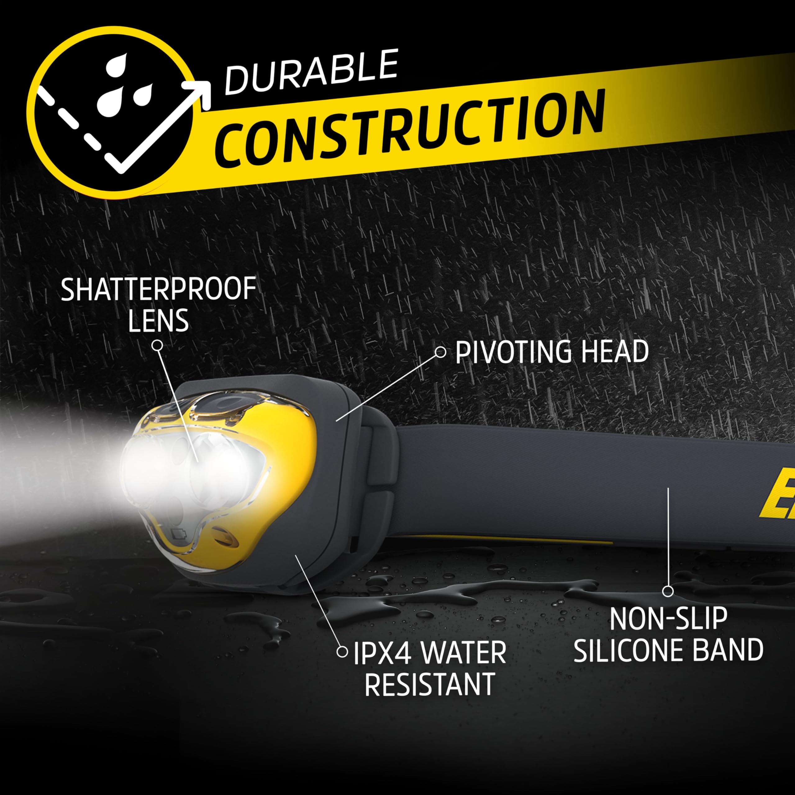 Energizer Led Headlamp Pro360, Extra Headband Included, Ipx4 Water Resistant Headlamps, High-Performance Head Light For Outdoors