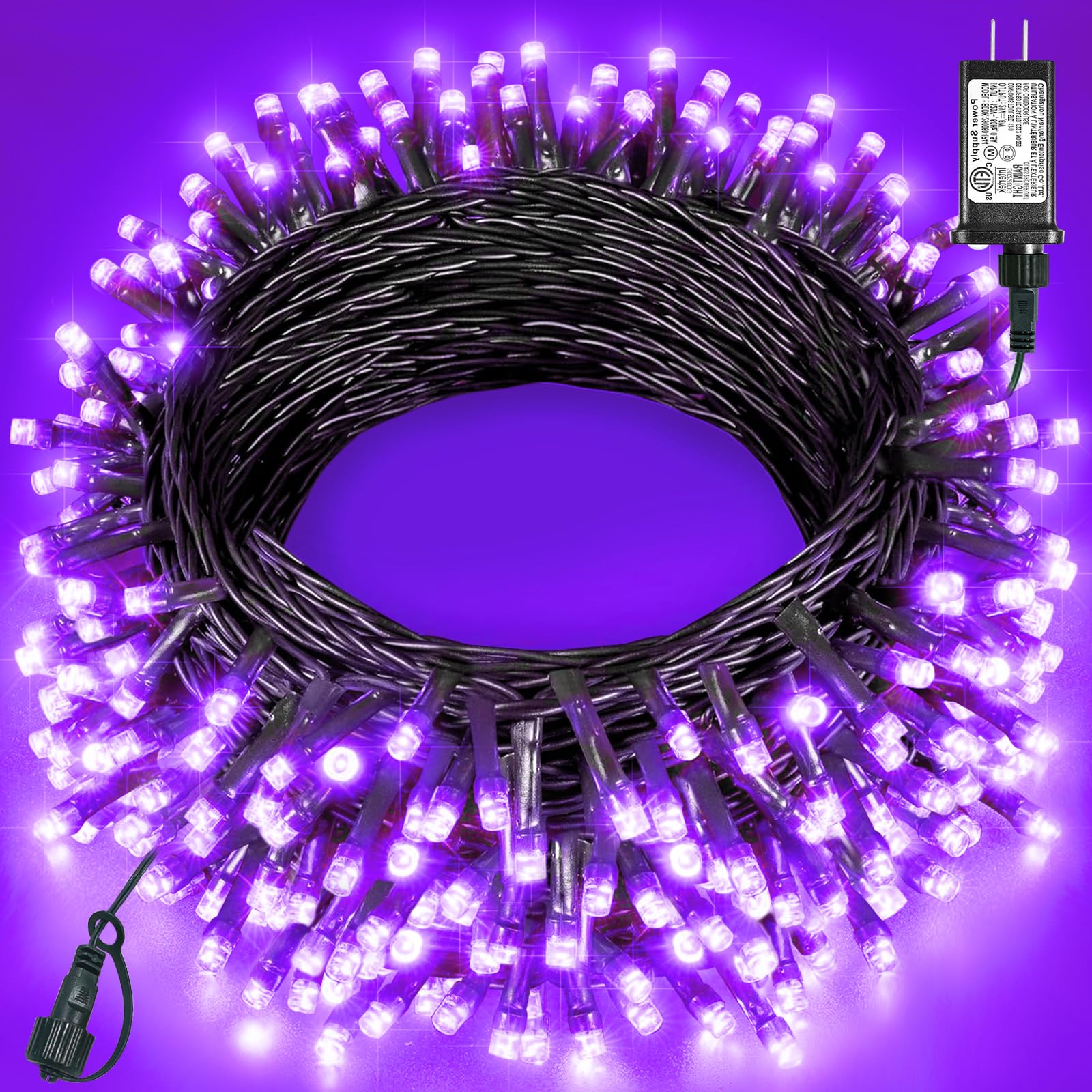 Purple Christmas Lights Outdoor  80FT 240 LED Plug in String Lights for Outside Waterproof  8 Modes Connectable Green Wire Fairy Twinkle Light for Indoor Home Xmas Garden Holiday Decorations