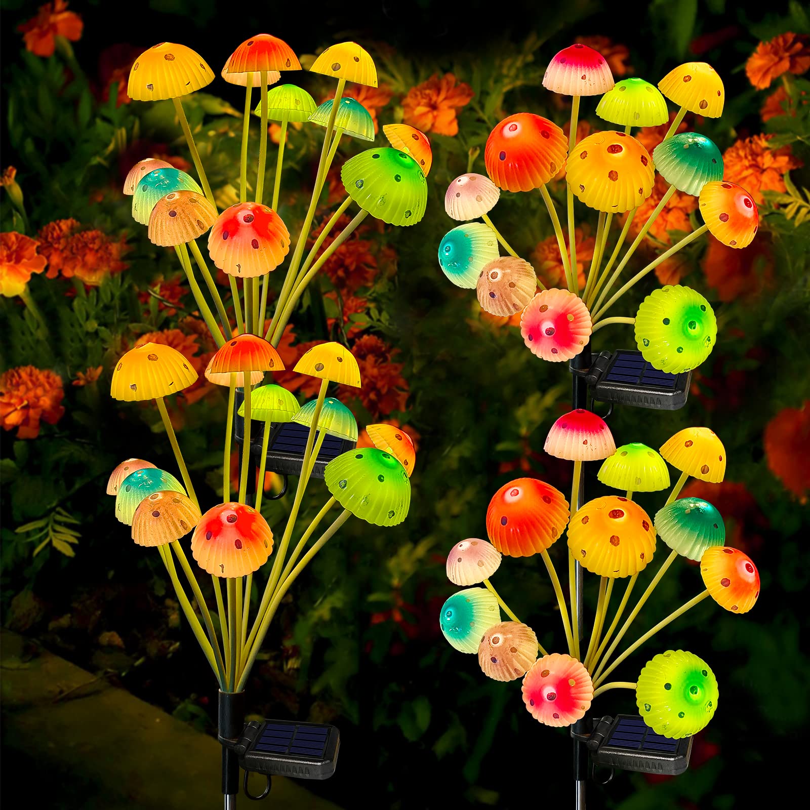 Kohlrabi Solar Garden Lights - 48Led Mushroom Decor, Waterproof, 4-Pack, 6 Colors For Outdoor Use