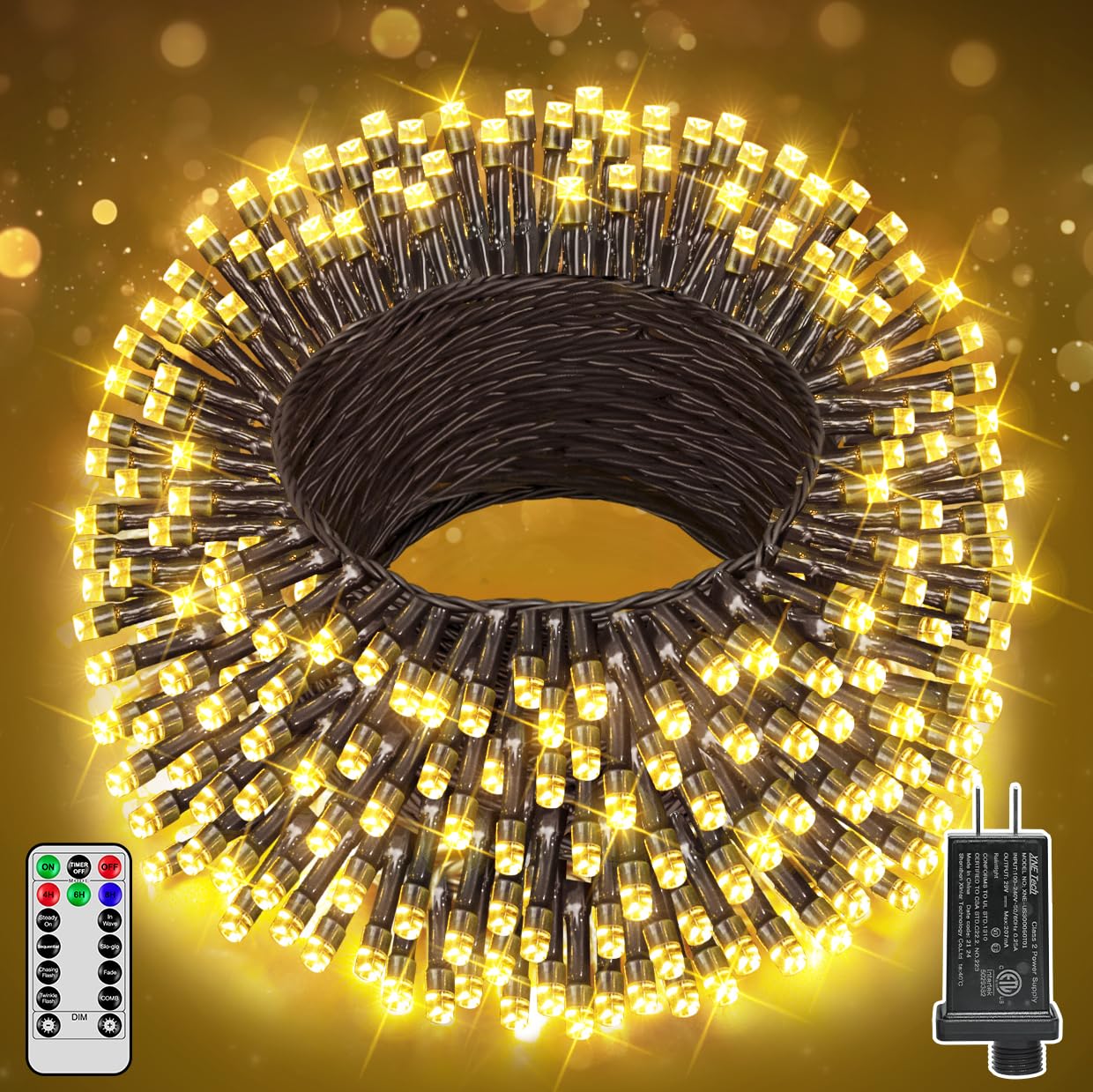 Ccinny Christmas Tree Lights 98 Ft 300 Led  Warm White Christmas Lights Indoor Plug In  8 Modes Twinkle String Lights For Bedroom Party Ceiling Xmas Home Decorations
