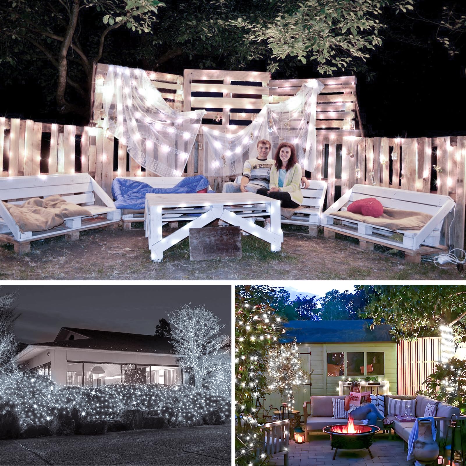 Knonew 400Ft Outdoor Christmas Fairy Lights Plug In,1200 Led String Lights Outdoor Waterproof 8 Modes Memory Times For Wedding B