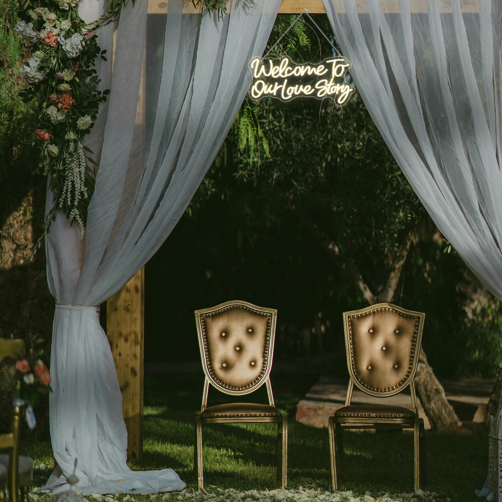 Wedding Neon Sign Welcome To Our Love Story Neon Signs For Wall Decor Warm White Led Lights Couple Light Up For Wedding Bedroom Home Anniversary Party Decoration Lover Gifts