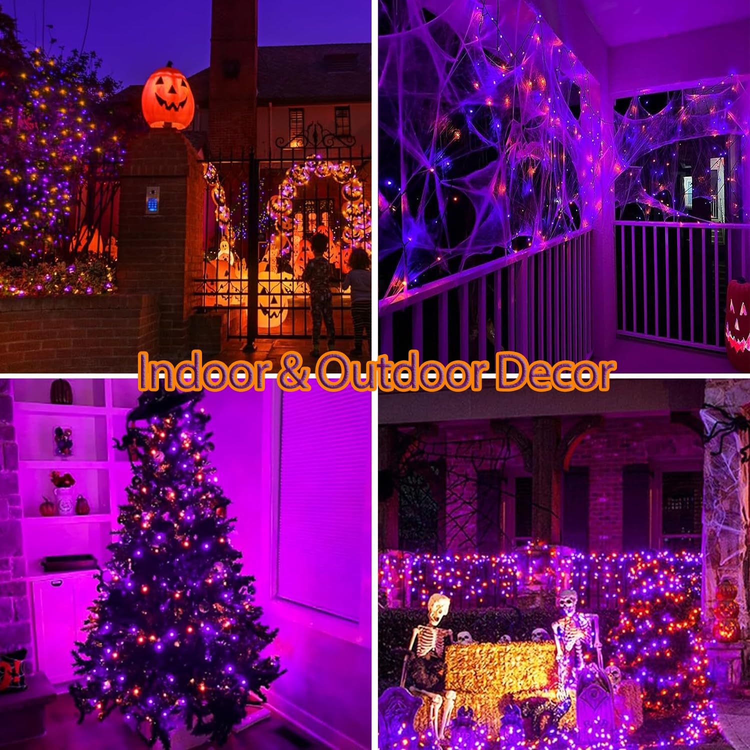 Fairyglim Halloween String Lights Plug In,66Ft 200 Led String Lights With 8 Modes & Timer, Halloween Orange Lights Decorations F