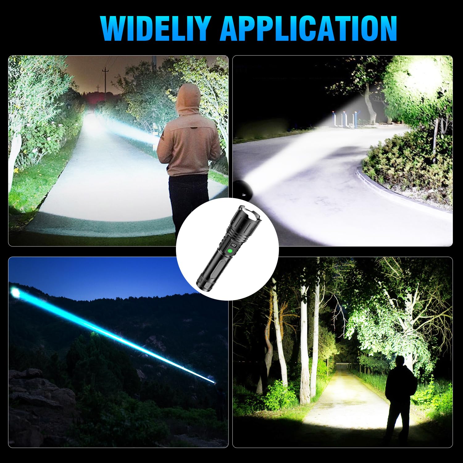 Rechargeable Flashlights High Lumens - 2000 Lumens Long Beam Super Bright Led Flash Light With Power Display & Ipx5 Waterproof For Camping  20H Runtime 5 Modes Zoomable Handheld Flashlight 3Pcs