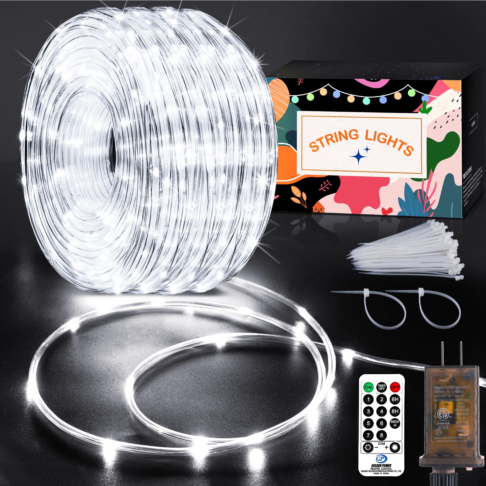 Knonew 164Ft 1000Led Rope Lights For Outside Outdoor String Lights Waterproof 8 Modes Clear Tube Light For Indoor Bedroom Wedding Garden Patio Christmas Tree Rv Holiday Decoration(Cold White)