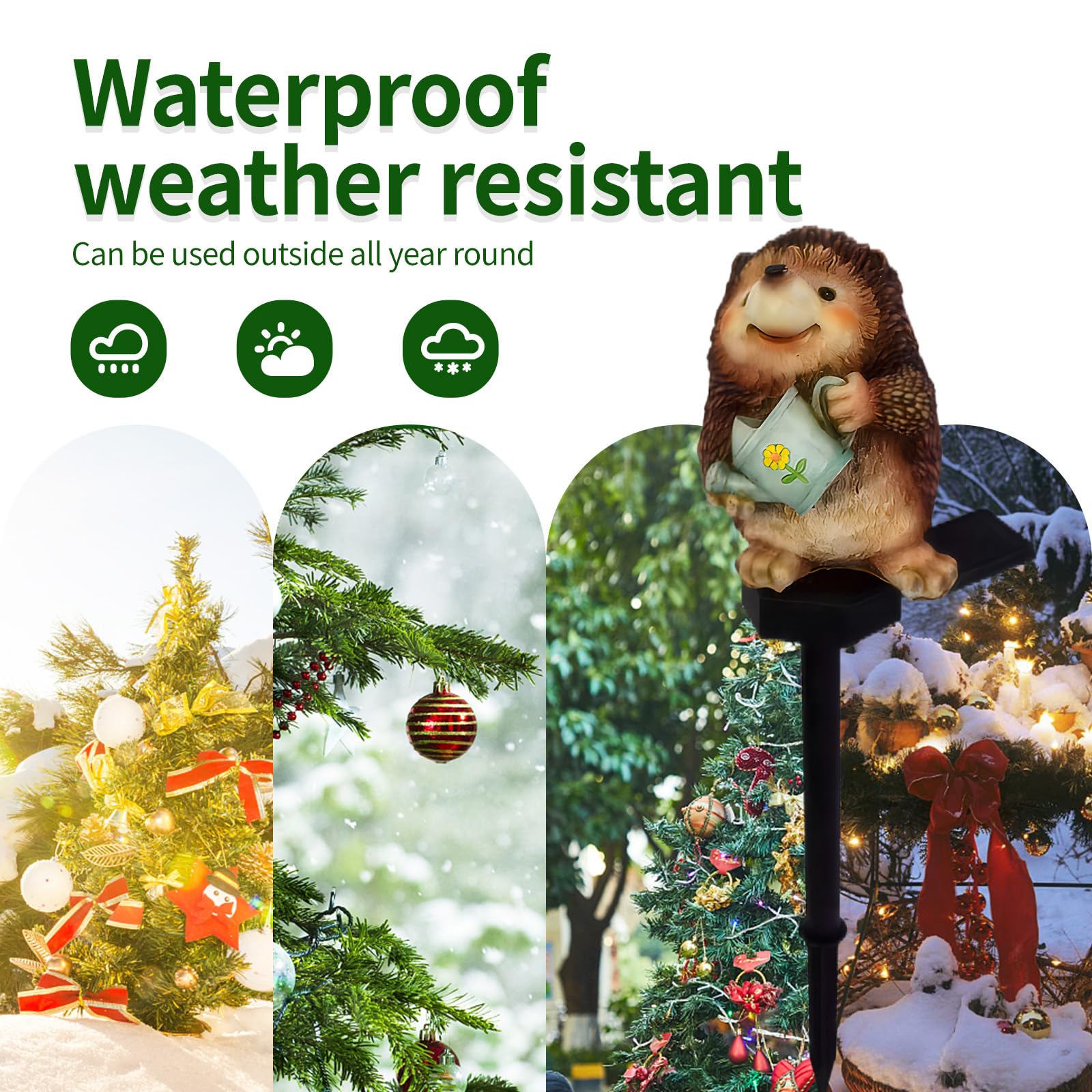 Qh & Garden Solar Light Outdoor Decor Solar Led Hedgehog Stake Lights  Ip55 Waterproof Animal Figurines Decorative Light For Yard Patio Garden Lawn Balcony-Hedgehog Ornament Gift For Grandma