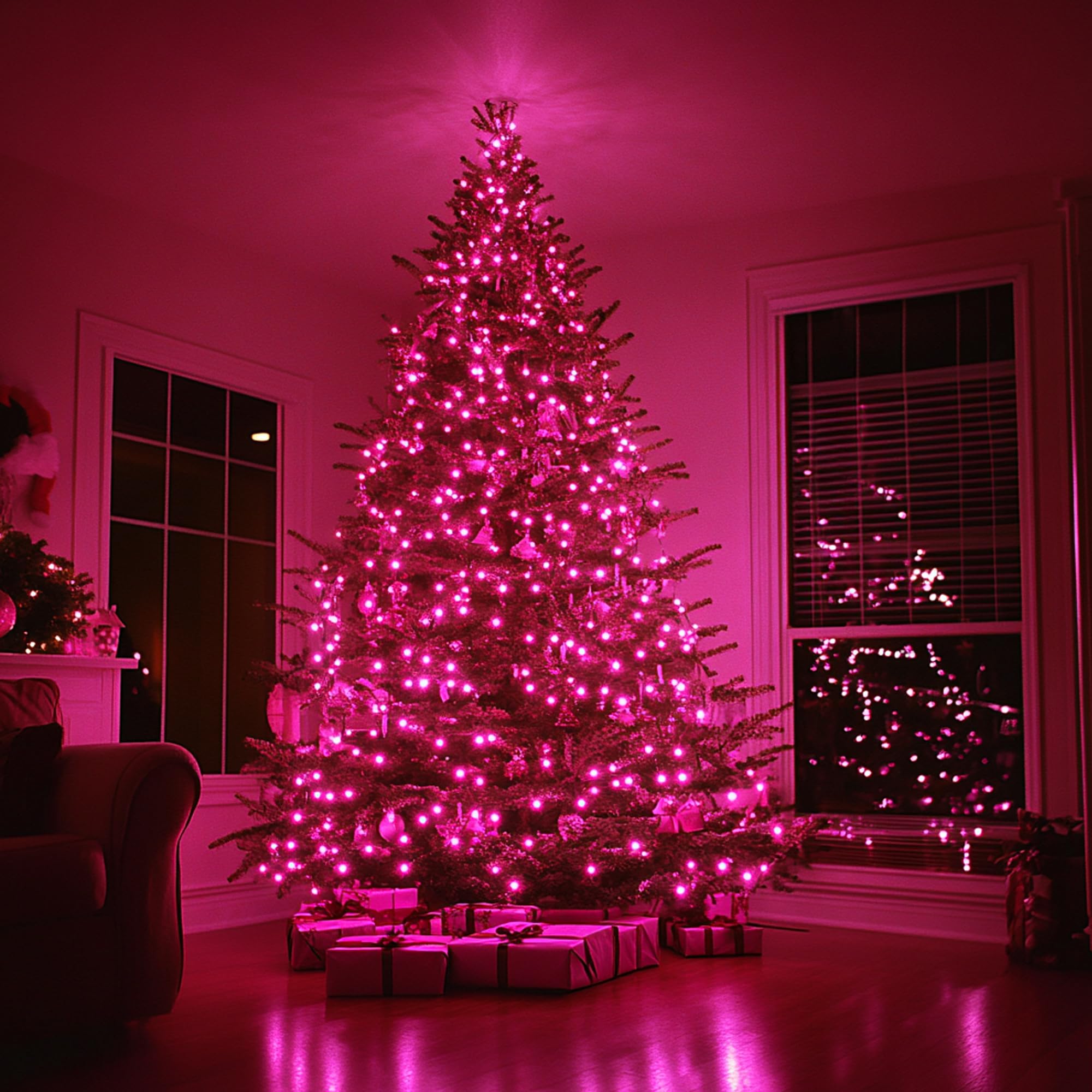 Tw Shine Christmas Lights, 20Ft 100 Count Incandescent Mini Christmas Tree Lights, Waterproof Xmas String Lights For Outdoor Indoor Home Party Yard Decorations, Pink