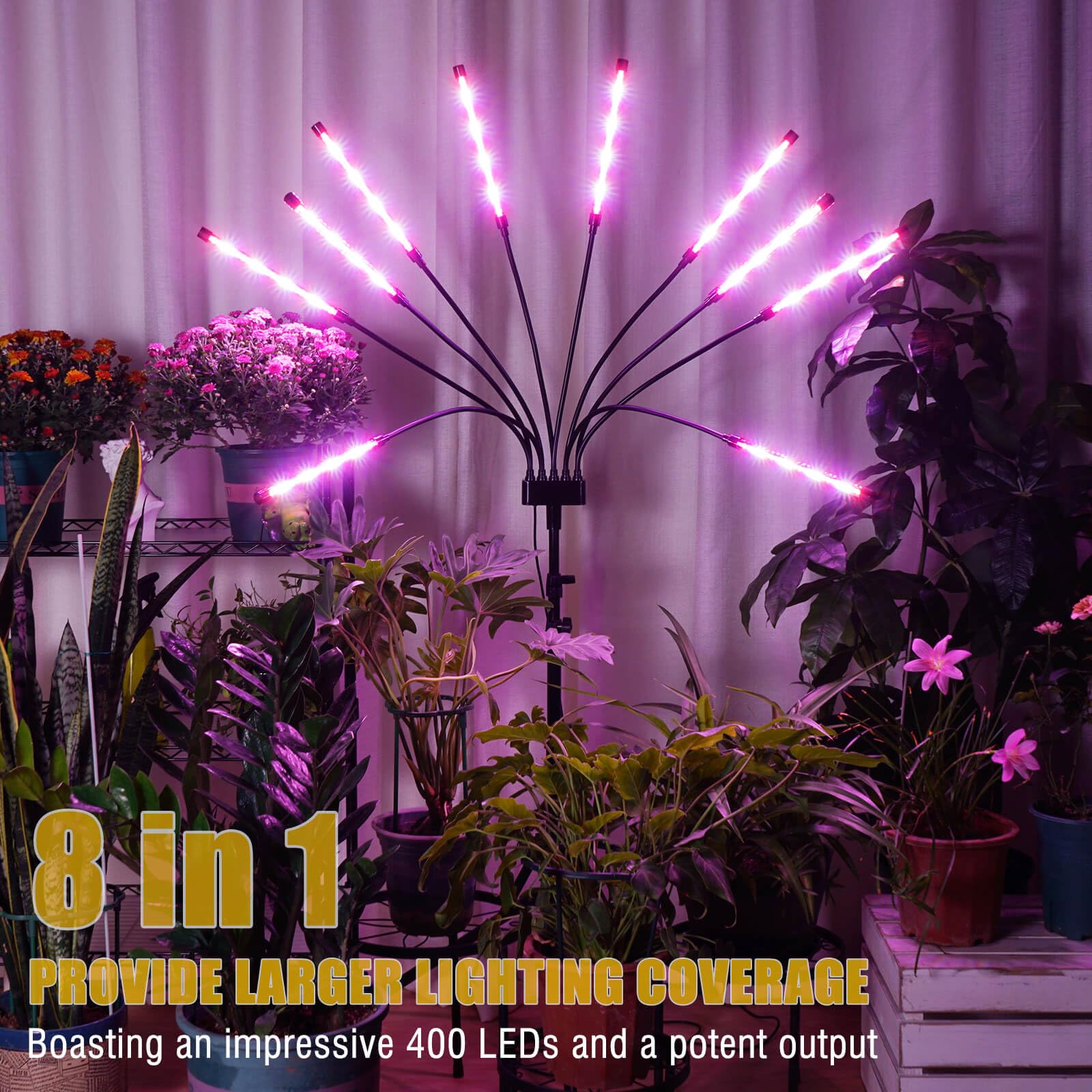 Yehsence LED Grow Lights for Indoor Plants, [ 10 in1 ] Full Spectrum Grow Light with Tripod Stand, Auto On/Off Timing 4/8/12H, P