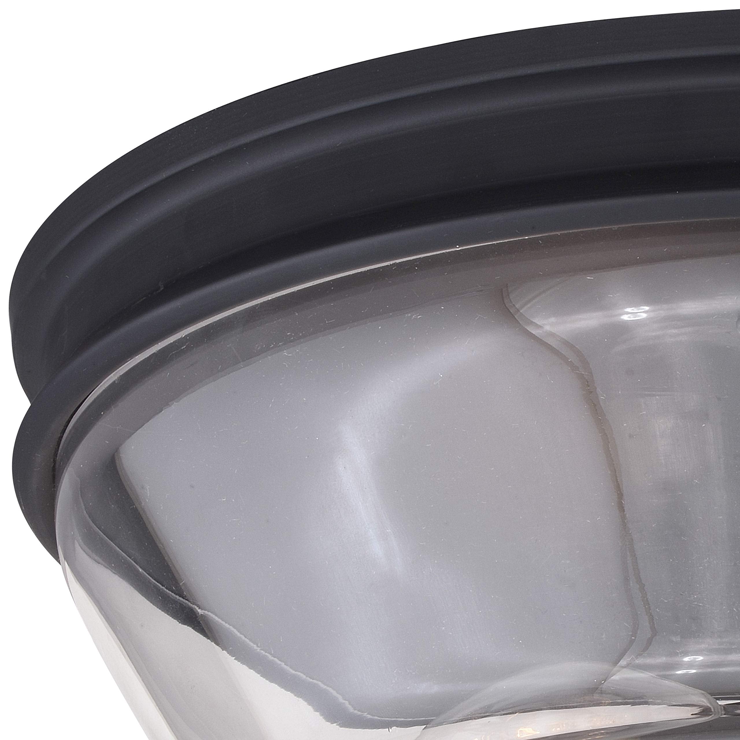VAXCEL Toledo Flush Mount Ceiling Light Fixture, 13-in, Matte Black, Clear Glass, Model C0232