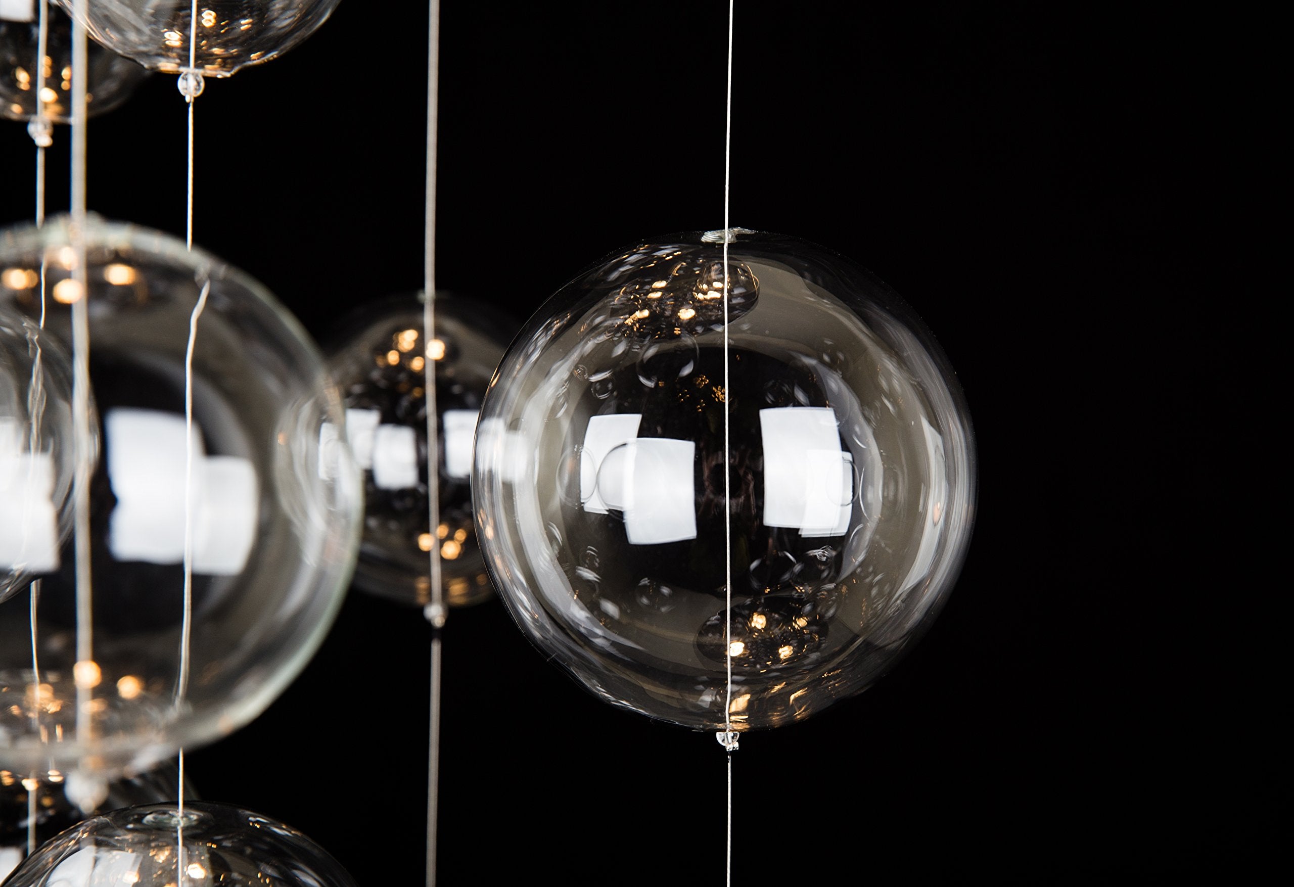 SM Saint Mossi Modern Glass Bubble Chandelier, 4-Light Raindrop Flush Mount, Clear Glass with Chrome Canopy, H31 x D20