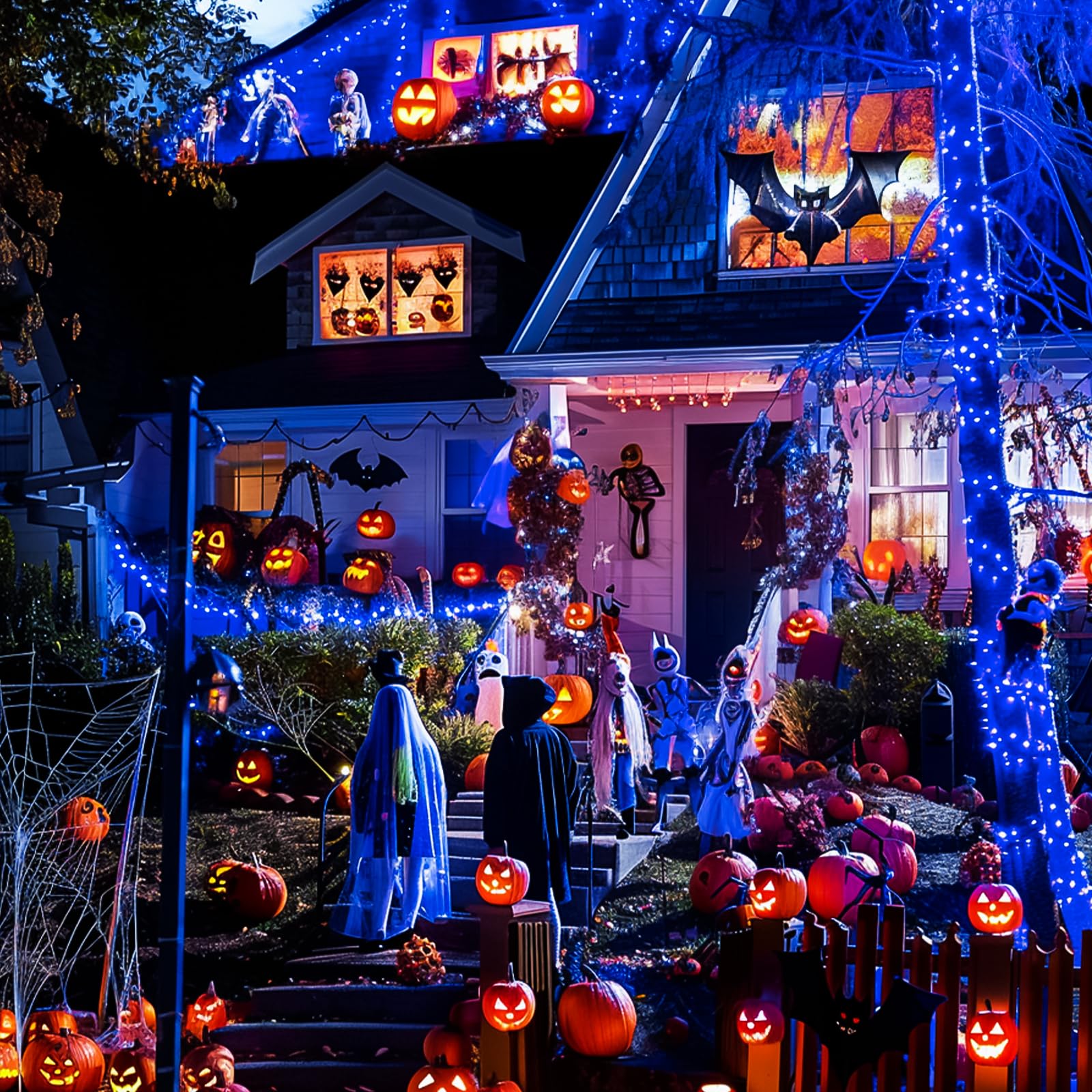 Jmexsuss 8 Pack 50 Led Blue Fairy Lights Battery Operated Halloween Christmas Decorations