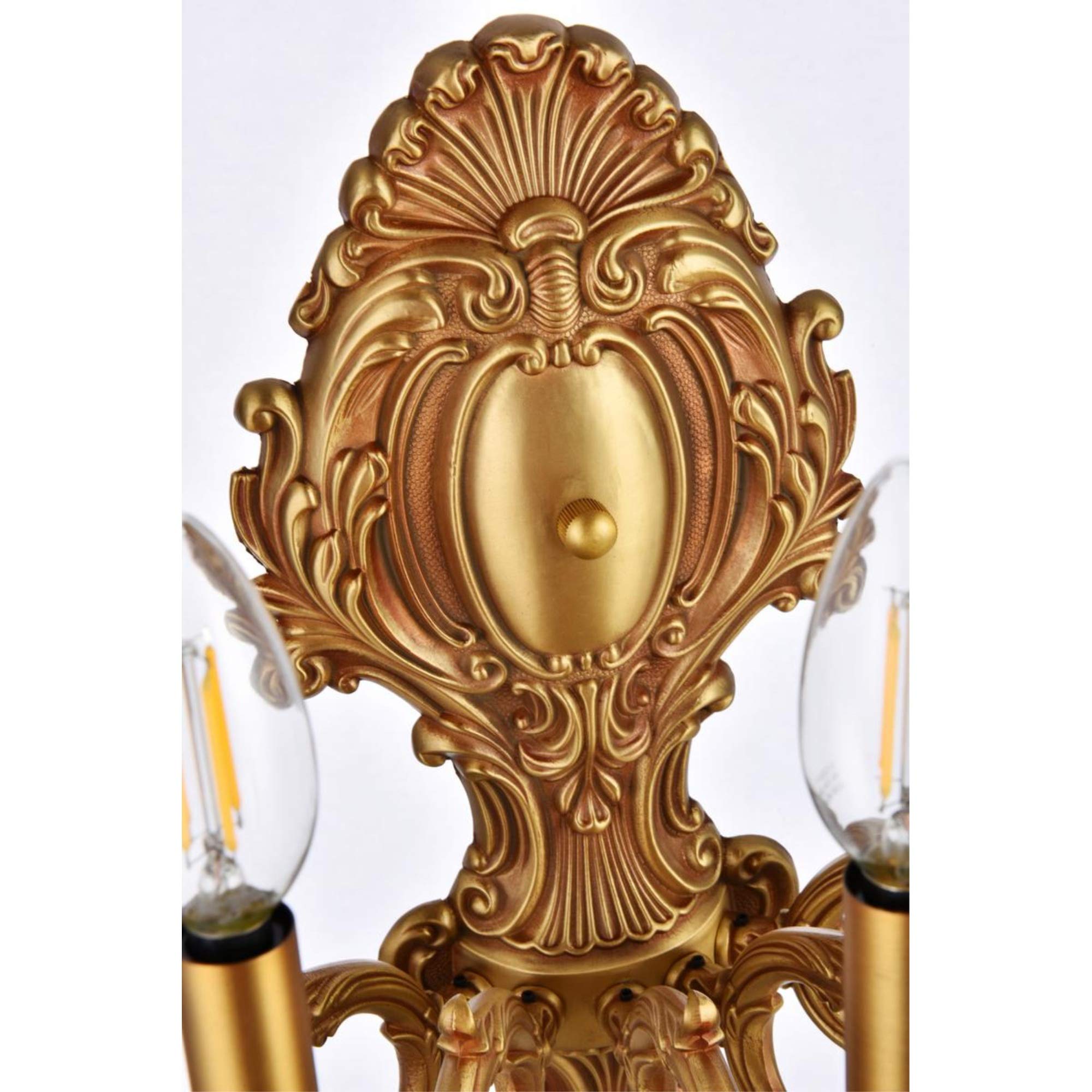 Elegant Lighting 5-Light Crystal Wall Sconce, French Gold Finish With Smoky Golden Teak Crystals