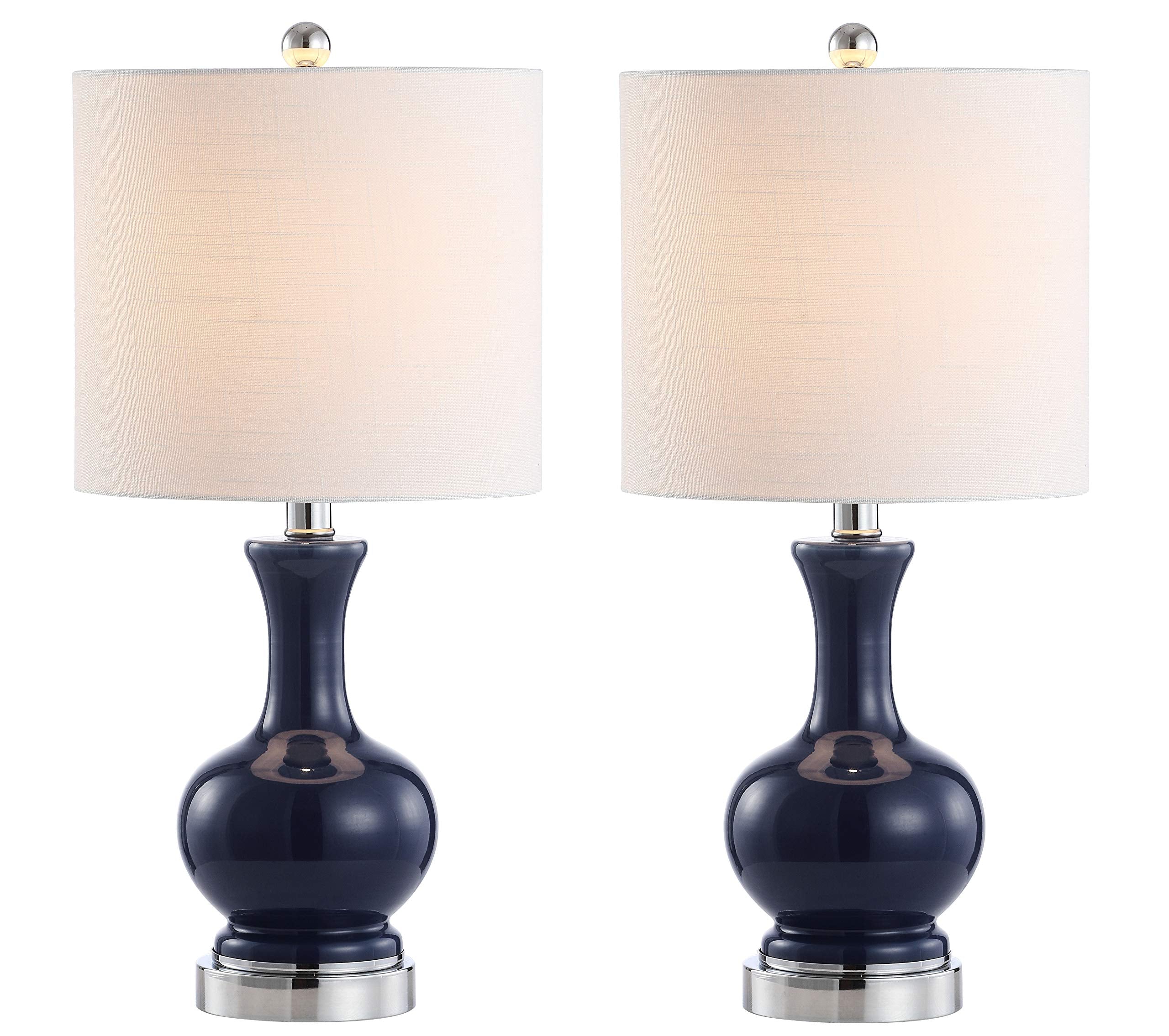 JONATHAN Y JYL4033C-SET2 Set of 2 Table Lamps Cox 22'' Metal/Glass LED Table Lamp Contemporary Bedside Desk Nightstand Lamp for 