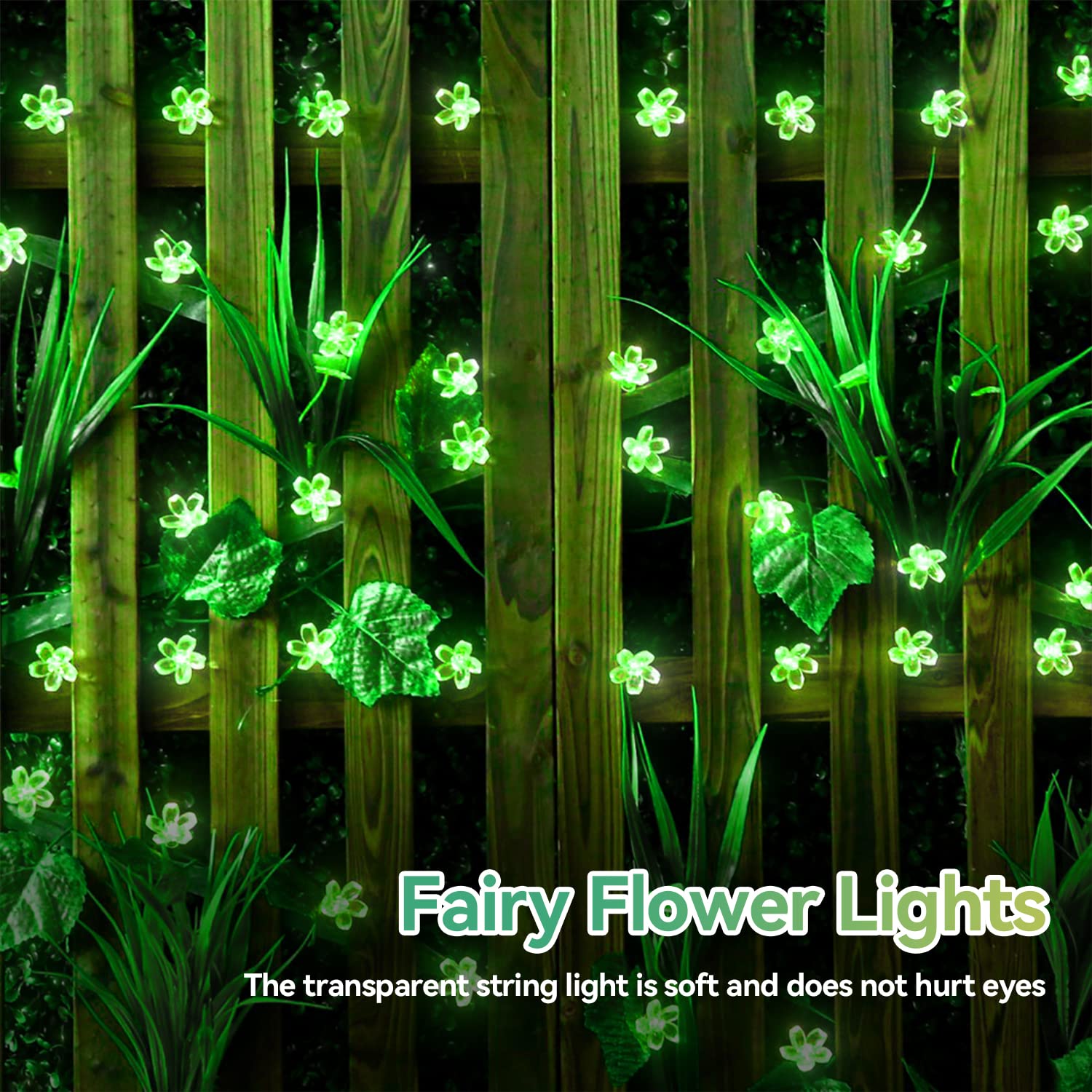 Flower String Lights Battery Operated Cherry Blossom Halloween Fairy Lights 30Led Indoor Outdoor Waterproof Decoration For Christmas Camping,Garden Fence,Birthday,Wedding Party,Bedroom (Green)