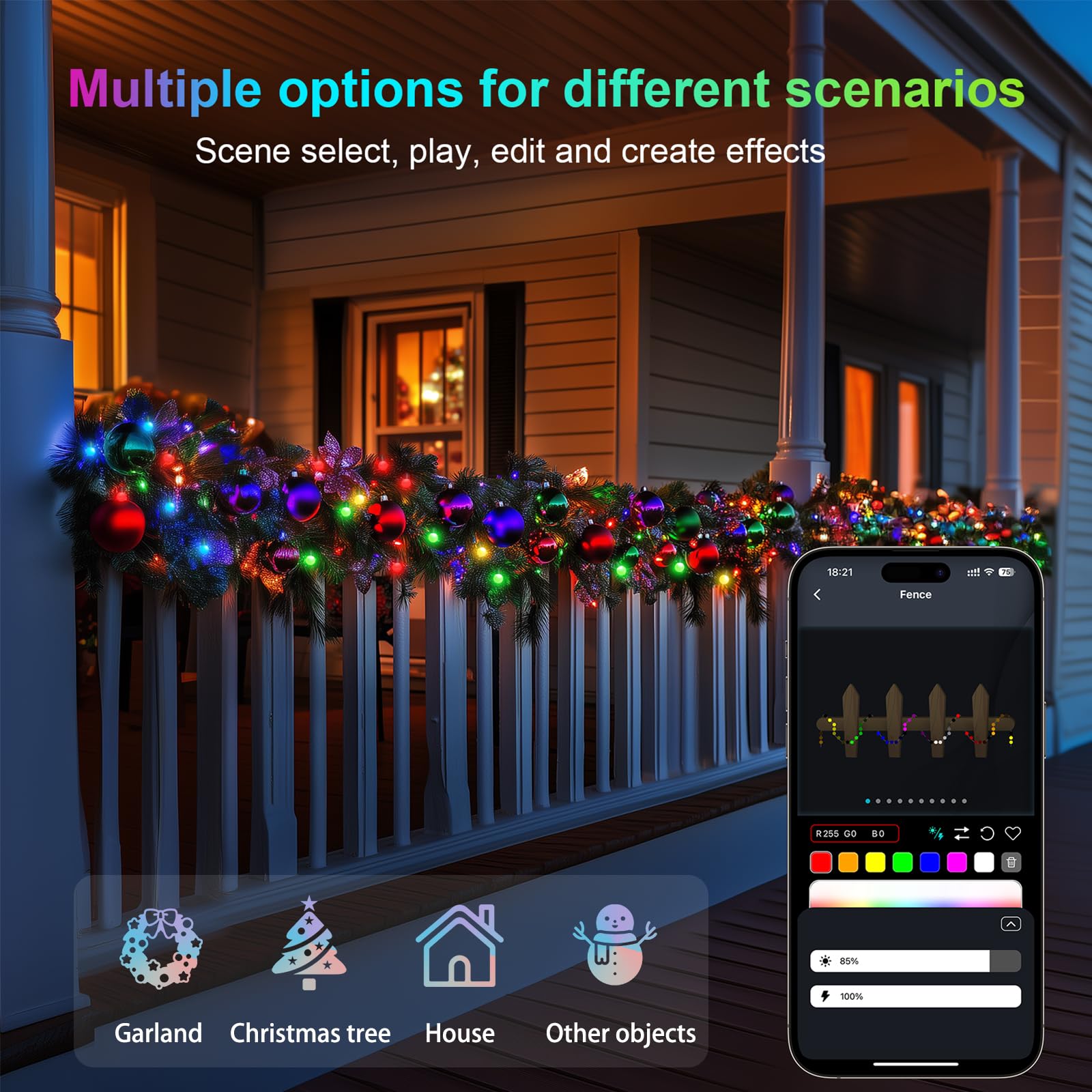 Super RGB 16.4Ft RGB Mini LED String Lights, 25 Dimmable Color Changing Fairy Lights for Indoor/Outdoor Decor, Model HCL-001, Multicolor