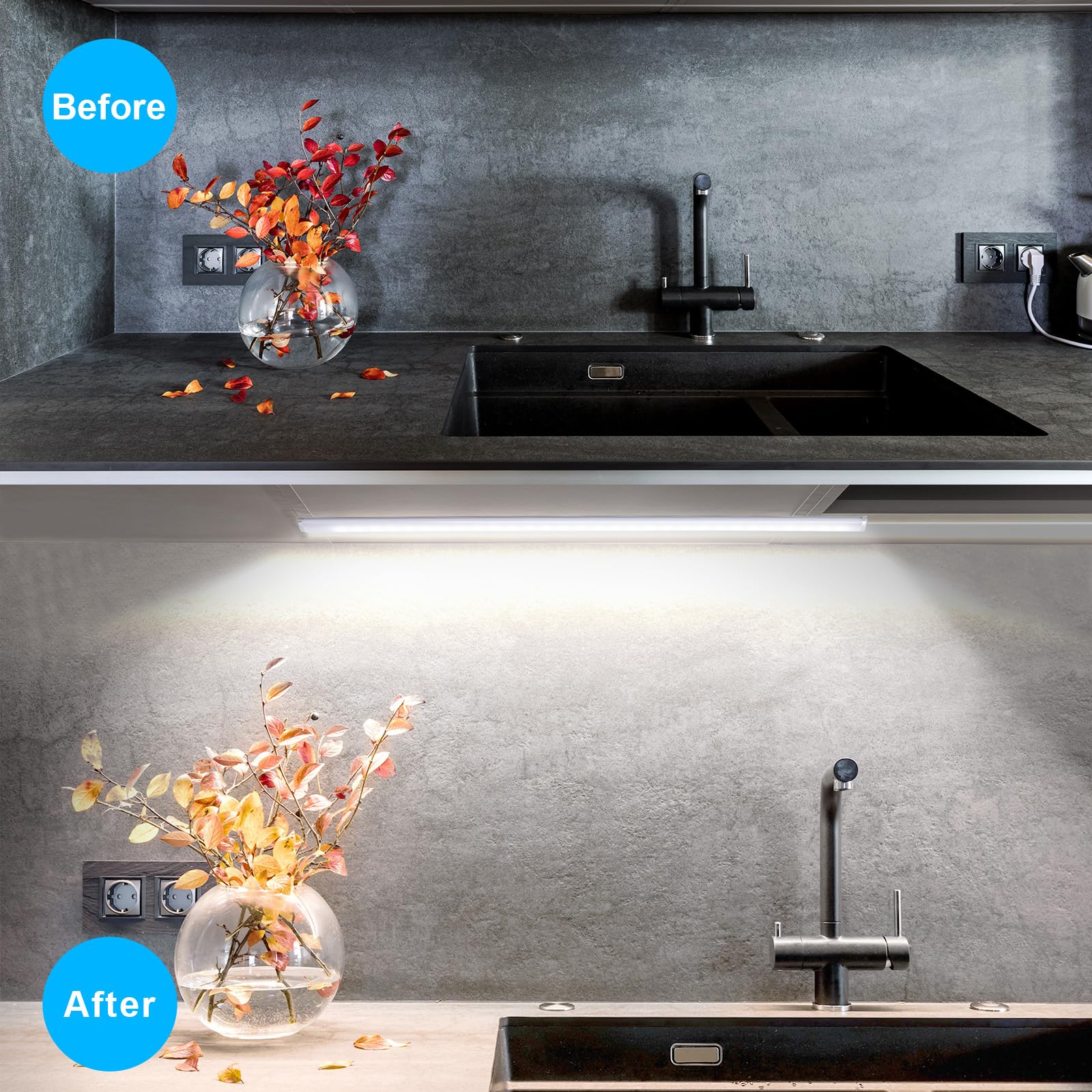 Jusjubr Under Cabinet Lights Plug-In, 4 Pack X 12Inch Led Under Cabinet Lighting, Dimmable Plug-In Light Bar For Desk, Under Kit