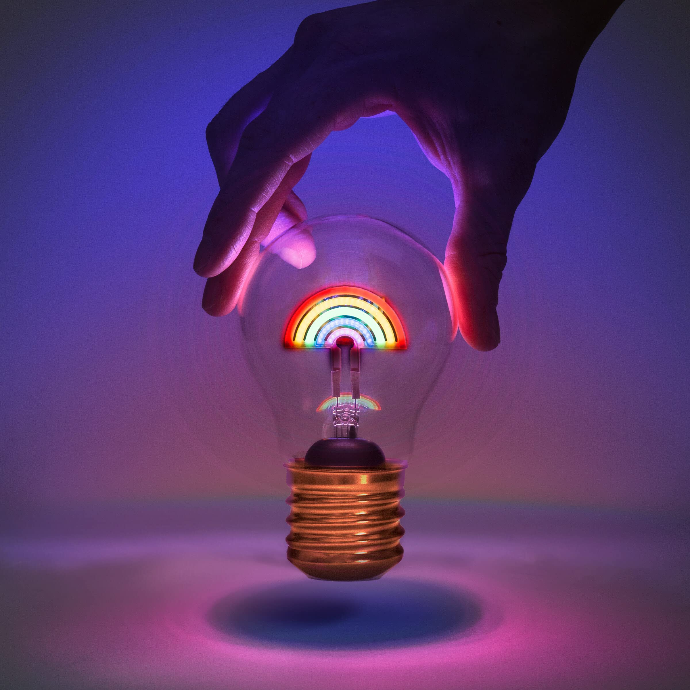 Suck UK Rainbow Lamp - Rainbow Light Bulb - Cordless Rechargeable Battery - LED Neon Light Bulb - Bedside Lamp for Girls - Retro