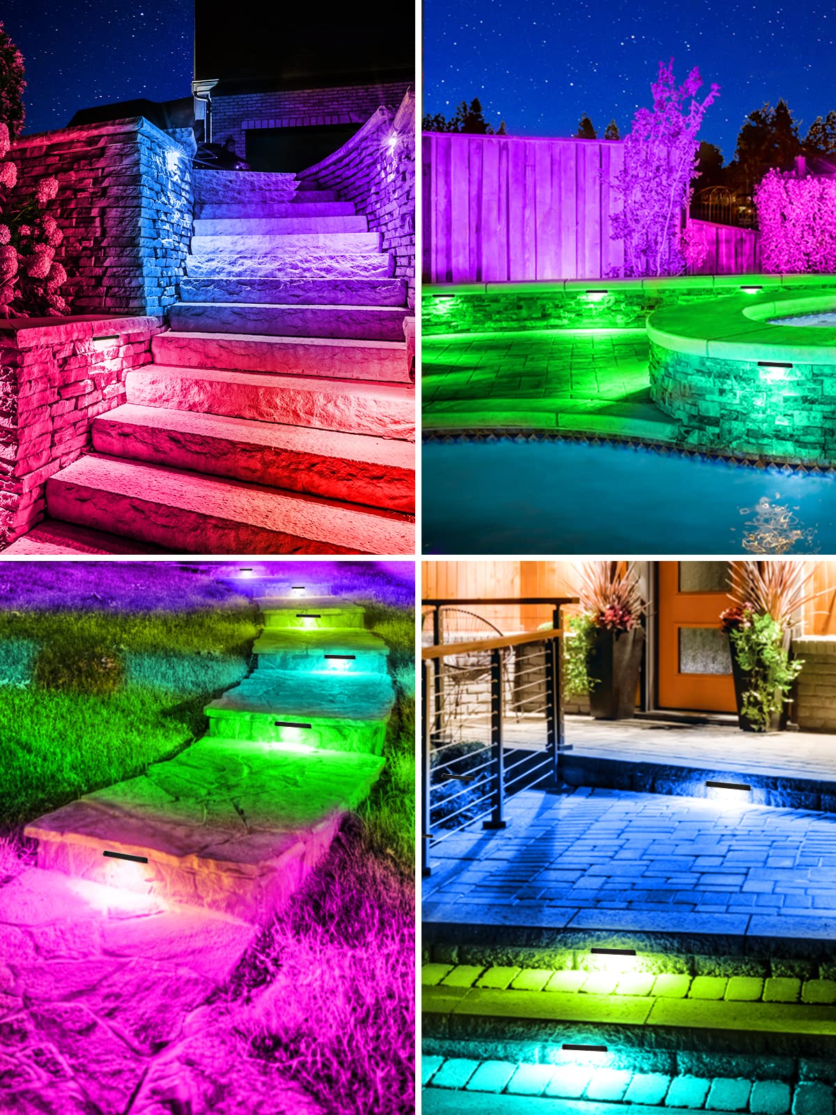 Doreio 5W Rgbw Led Hardscape Lighting - 8 Pack Ip68 Waterproof Color Changing Paver Lights