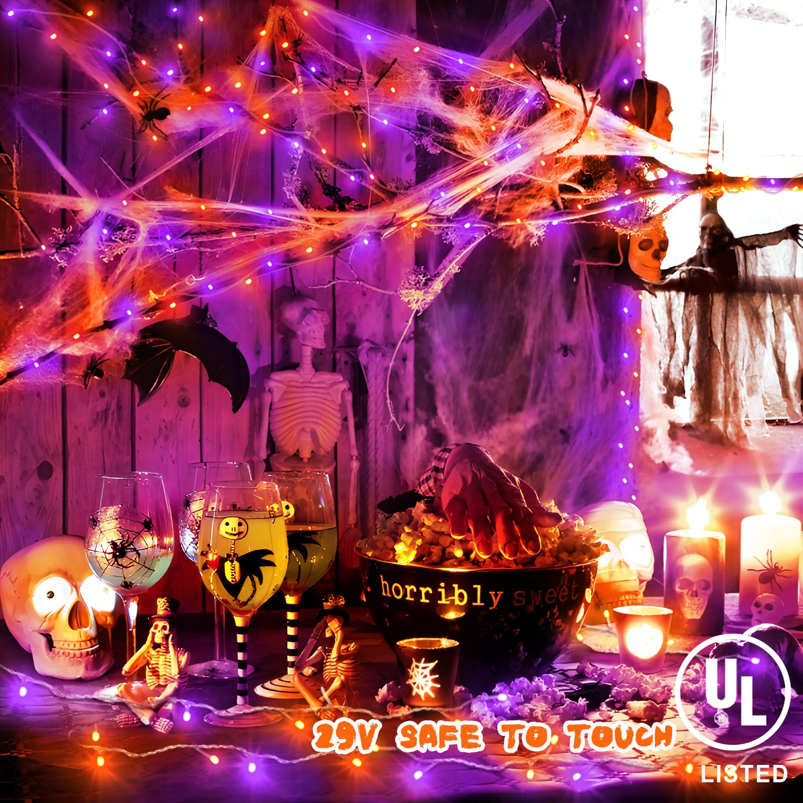 Knonew 120Ft 360 Led Orange & Purple Halloween String Lights - 8 Modes, Timer, Indoor/Outdoor