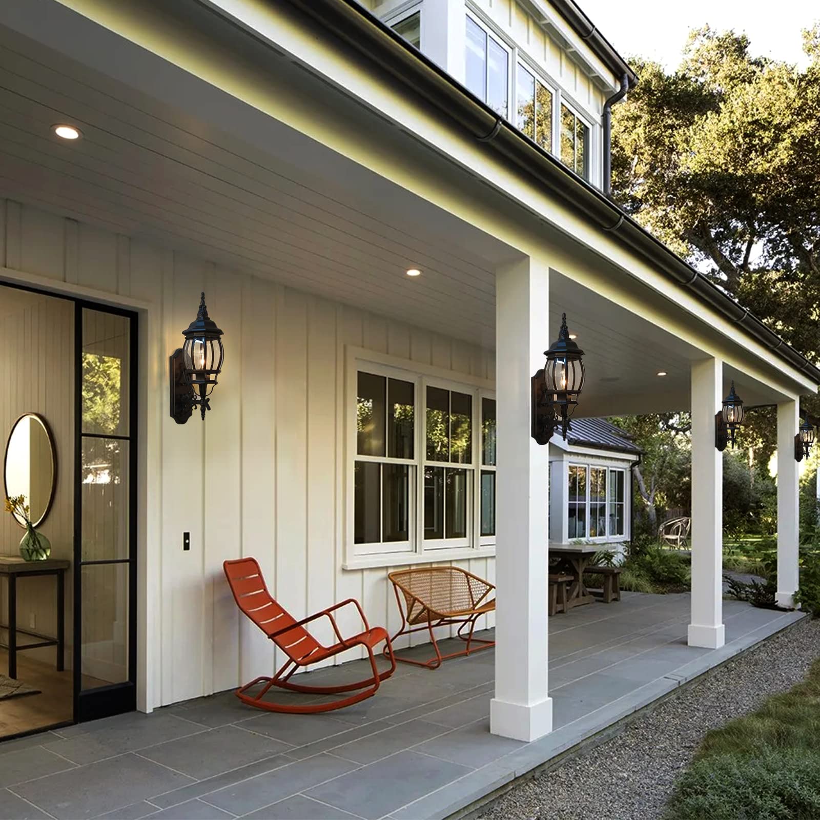 Krychiler White Outdoor Wall Lantern - Waterproof Sconce Light For Porch & Living Room