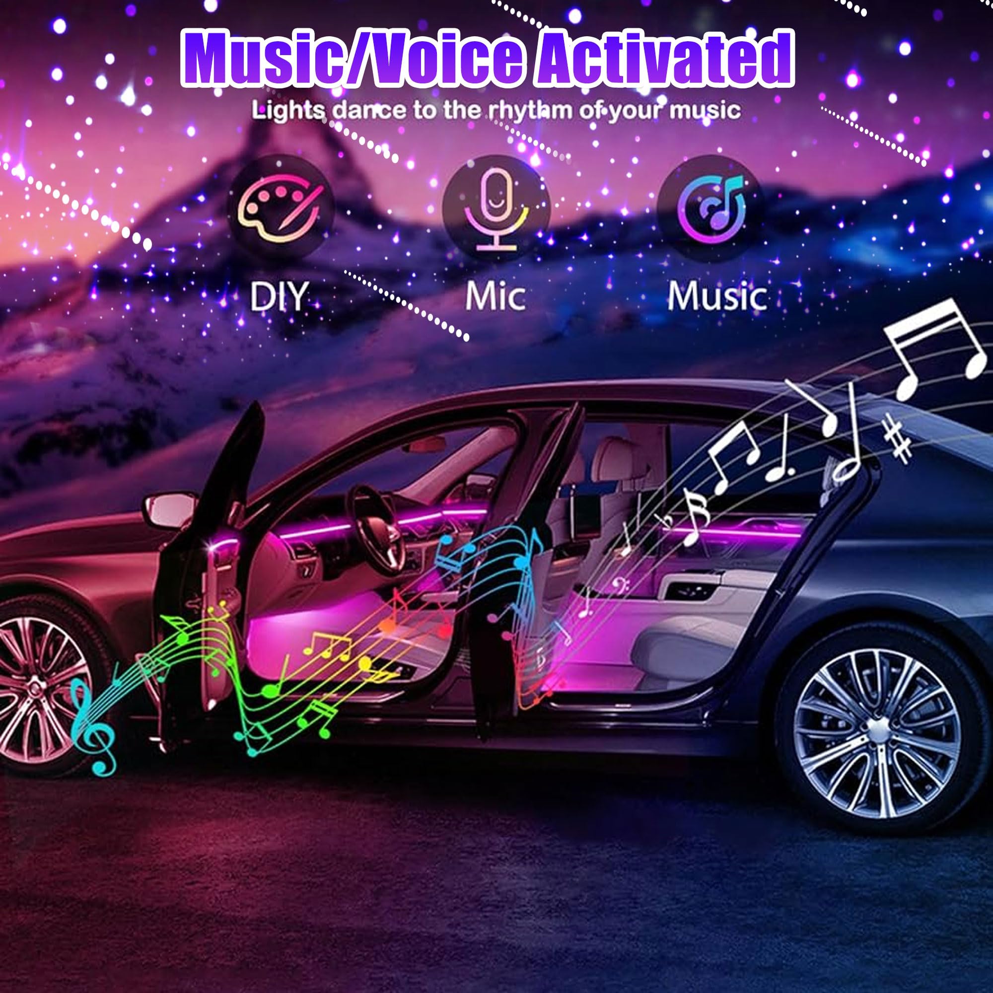 Vastfire Dual Color Starlight Headliner Kit 1300Pc Rgbw Fiber Optic Lights For Car & Suv