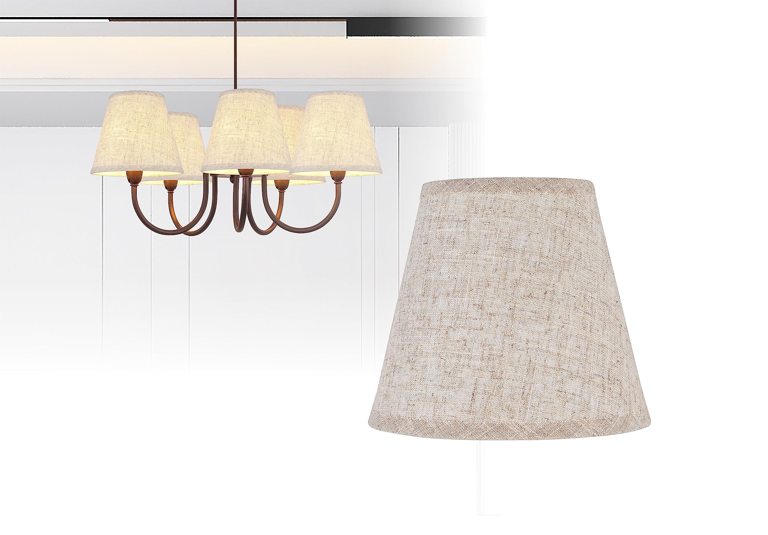 Ruiever 6Pack Small Lampshades Clip On Bulb Fabric Lamp Shade Bottom 5.9''X Top 3.54''Xh 5.12'' For Chandeliers Wall Ceiling Tab