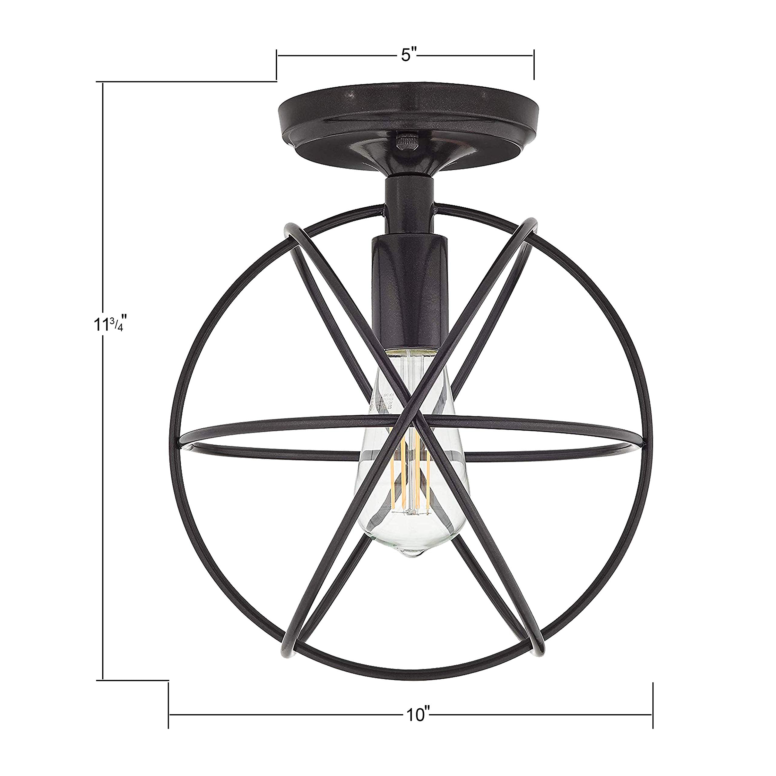 Linea di Liara Avesso Flush Mount Ceiling Light Fixture, Rustic Dark Bronze, Metal, Model LL-CL439-6DB, LED Bulb Included