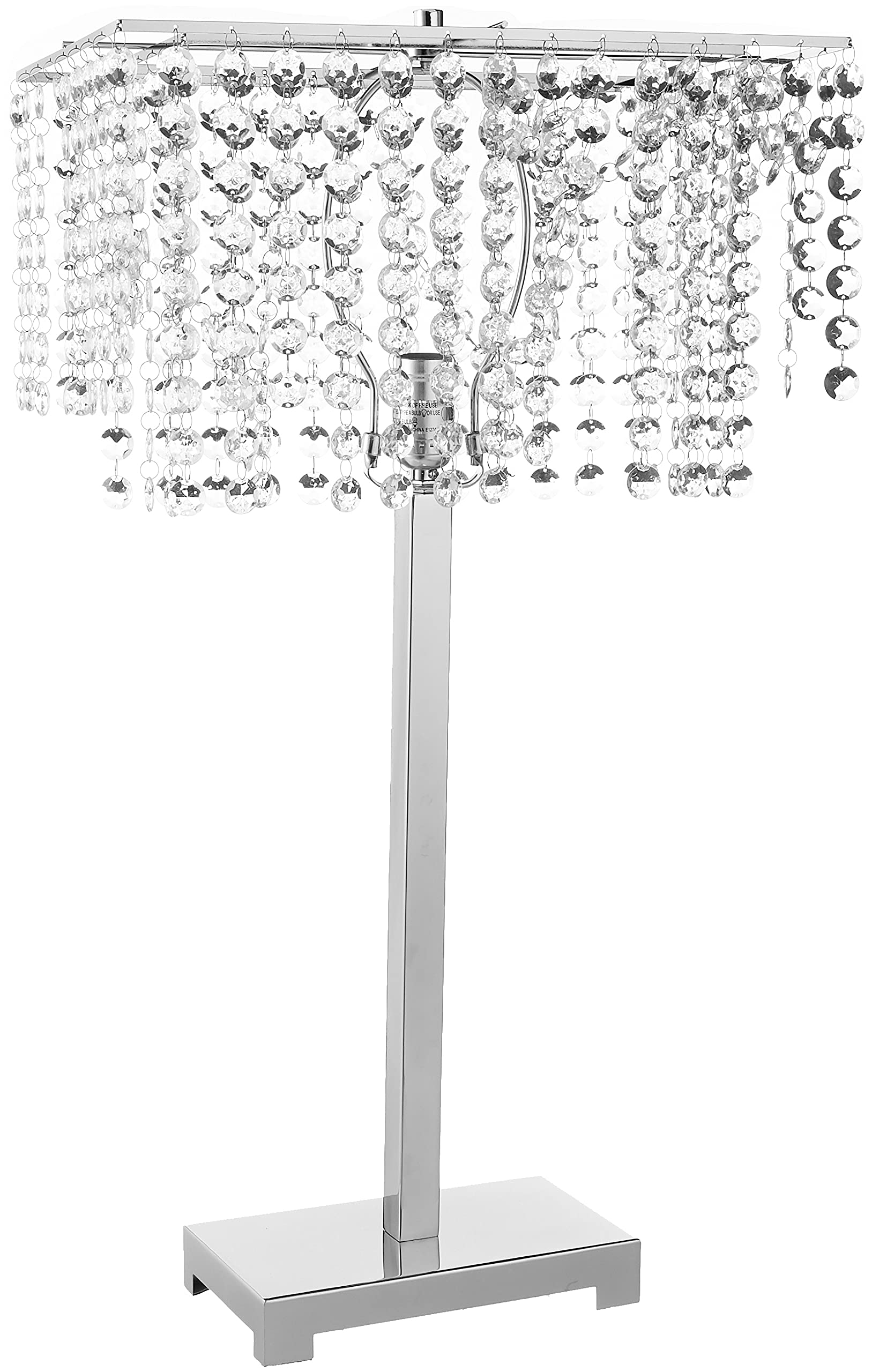 ORE International 732 Table Lamp, Crystal, Metal, 28in x 9.5in x 15.5in