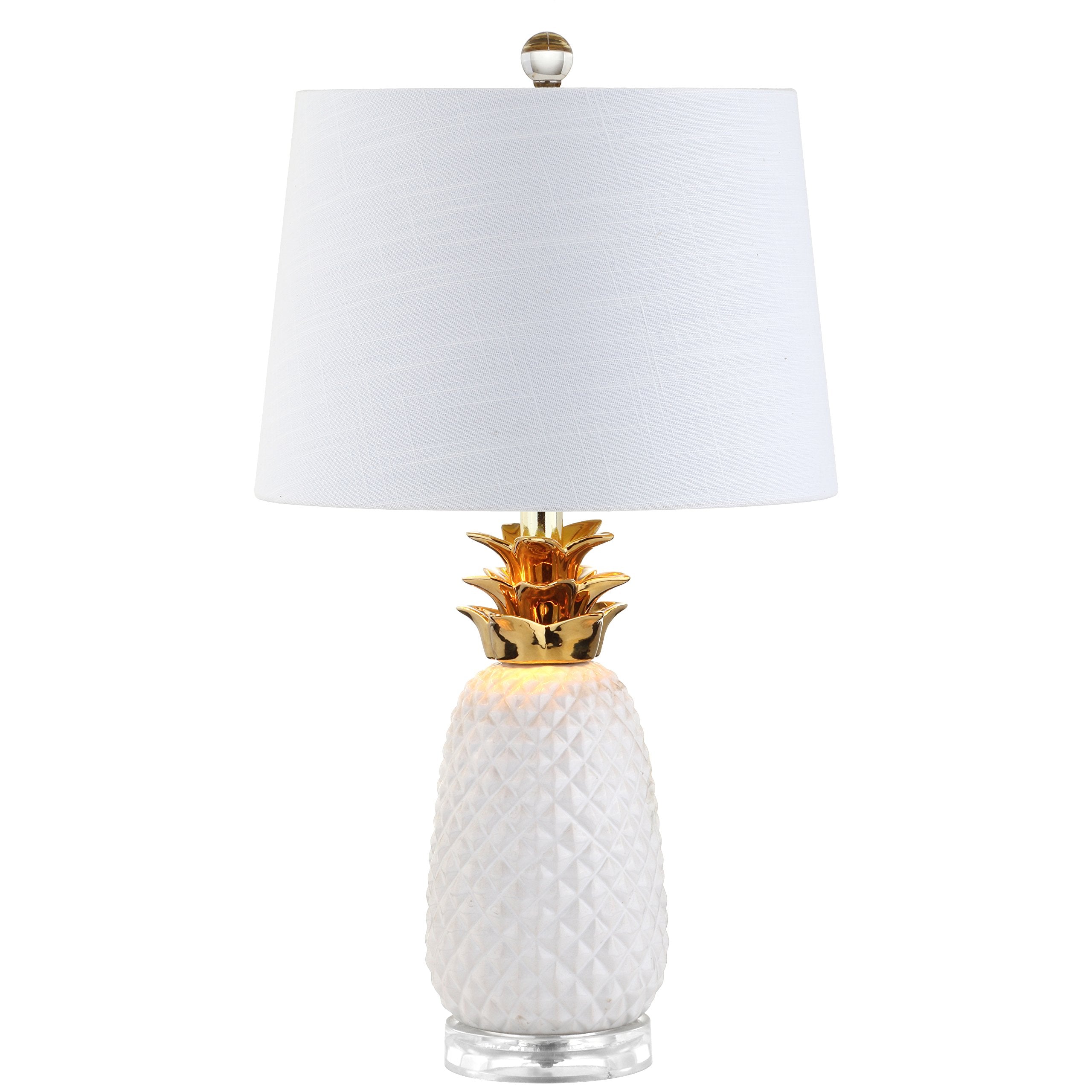 JONATHAN Y Ceramic LED Table Lamp, 23in, White/Gold, Model JYL4019C, Contemporary Design for Bedroom, Living Room, Office