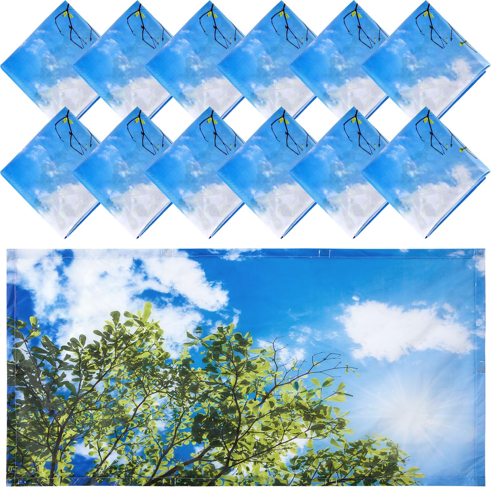 Hortsun 12 Pcs Fluorescent Light Covers, 4X2 Ft Magnetic Filters For Eyestrain Relief, Sky & Leaves