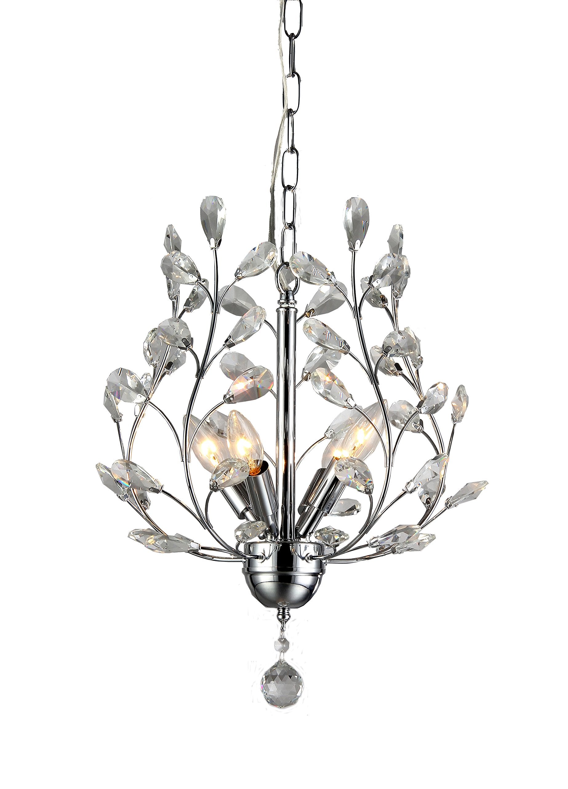 Whse of Tiffany Rl8026 Marie 4-Light Chrome 13 Crystal Chandelier, 14 X 14 X 7