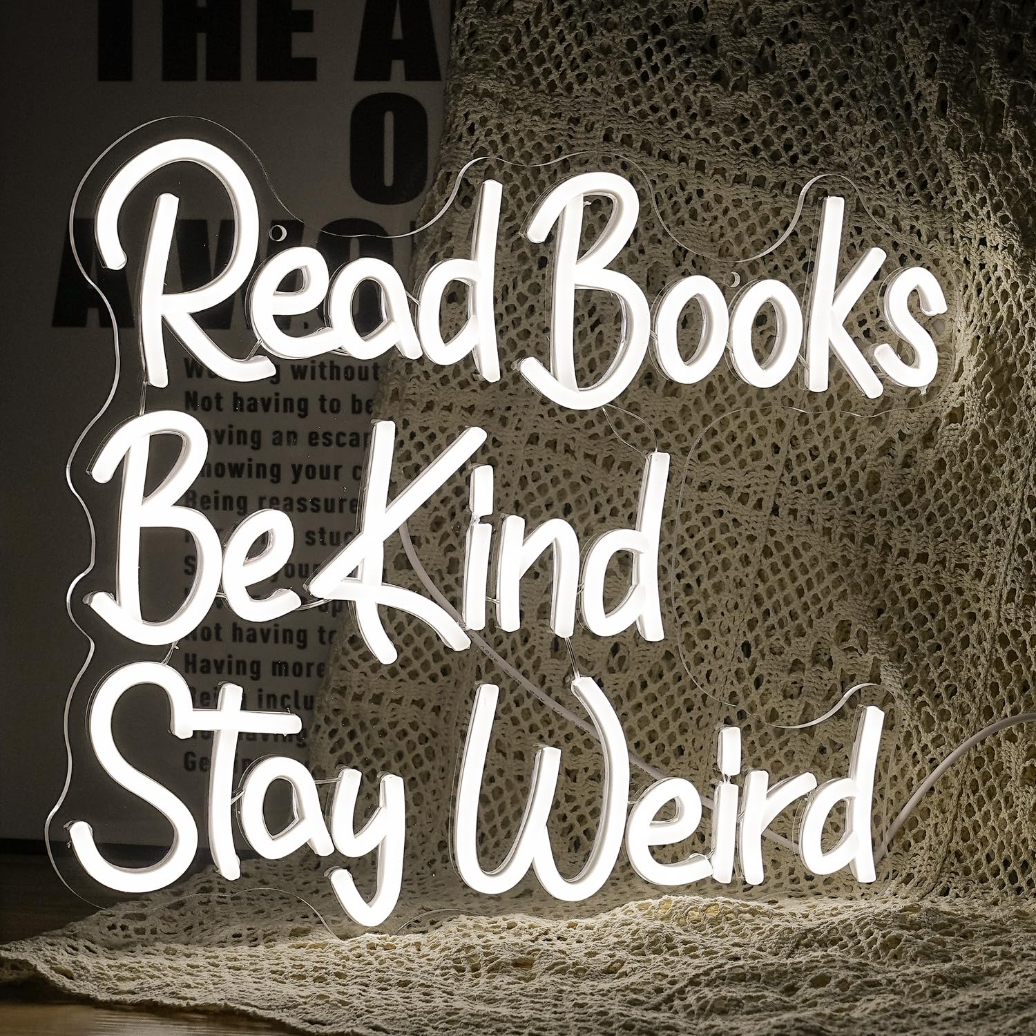 Lisignve Led Neon Sign - Read Books Be Kind Wall Decor, Dimmable, Usb Powered, 14.17X13, White
