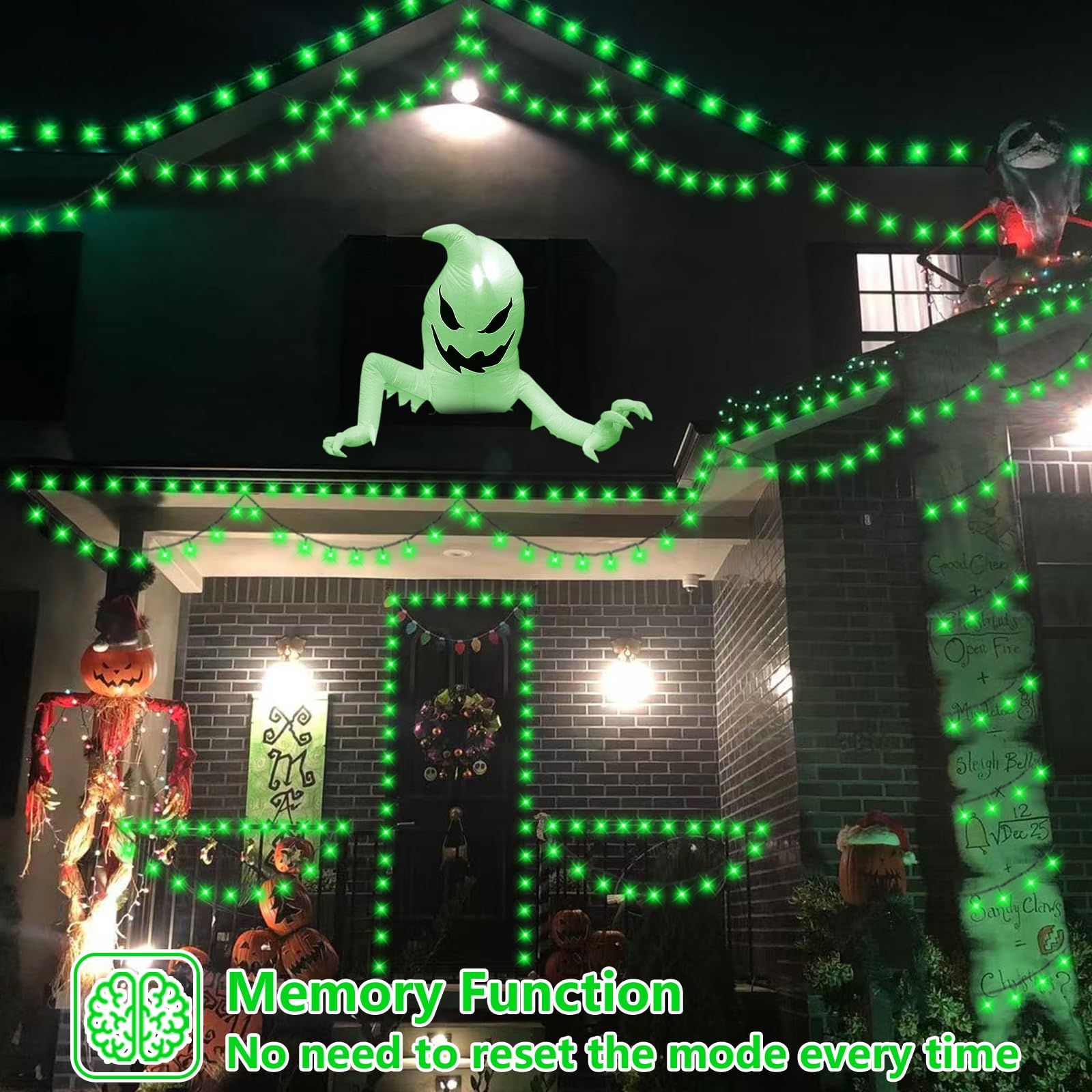 YEGUO 500 LED Green Christmas Lights, Waterproof Green Wire, 8 Modes, Indoor/Outdoor, Model JT-EL/FC300V0200-C