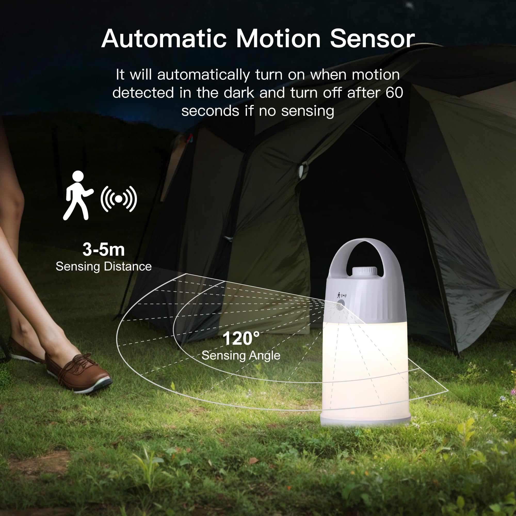 SMASOON Motion Sensor LED Night Light - Cordless Table Lamp, 4 Brightness Levels, Portable, White, Model SD-880E