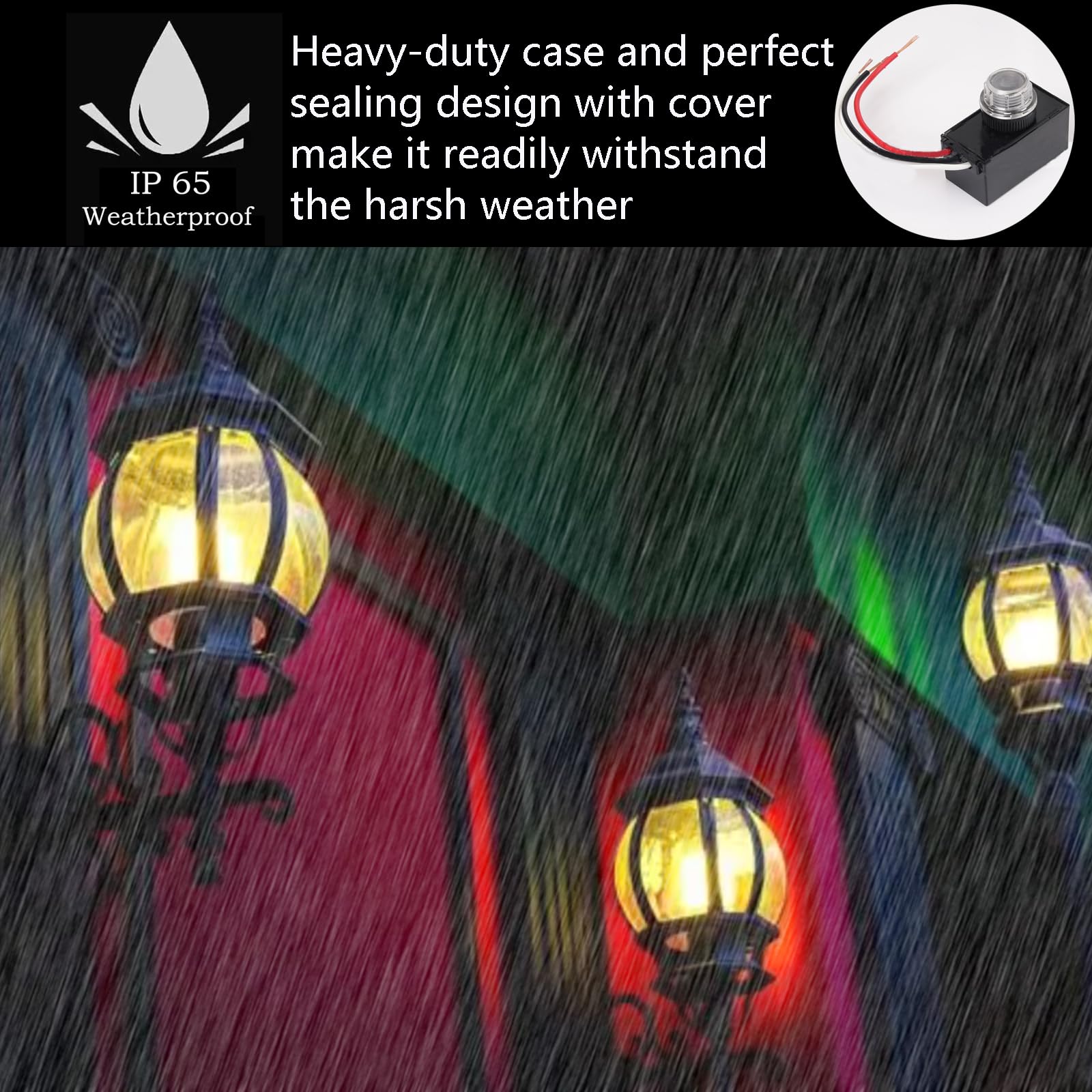 Dusk To Dawn Sensor 2 Packs, Photocell Light Sensor For Outdoor Lighting, 120-277V Photoelectric Switch Replacement With Wire Caps, Hard-Wired Post Eye Light Control Sensor For Post Lamp, Flood Light