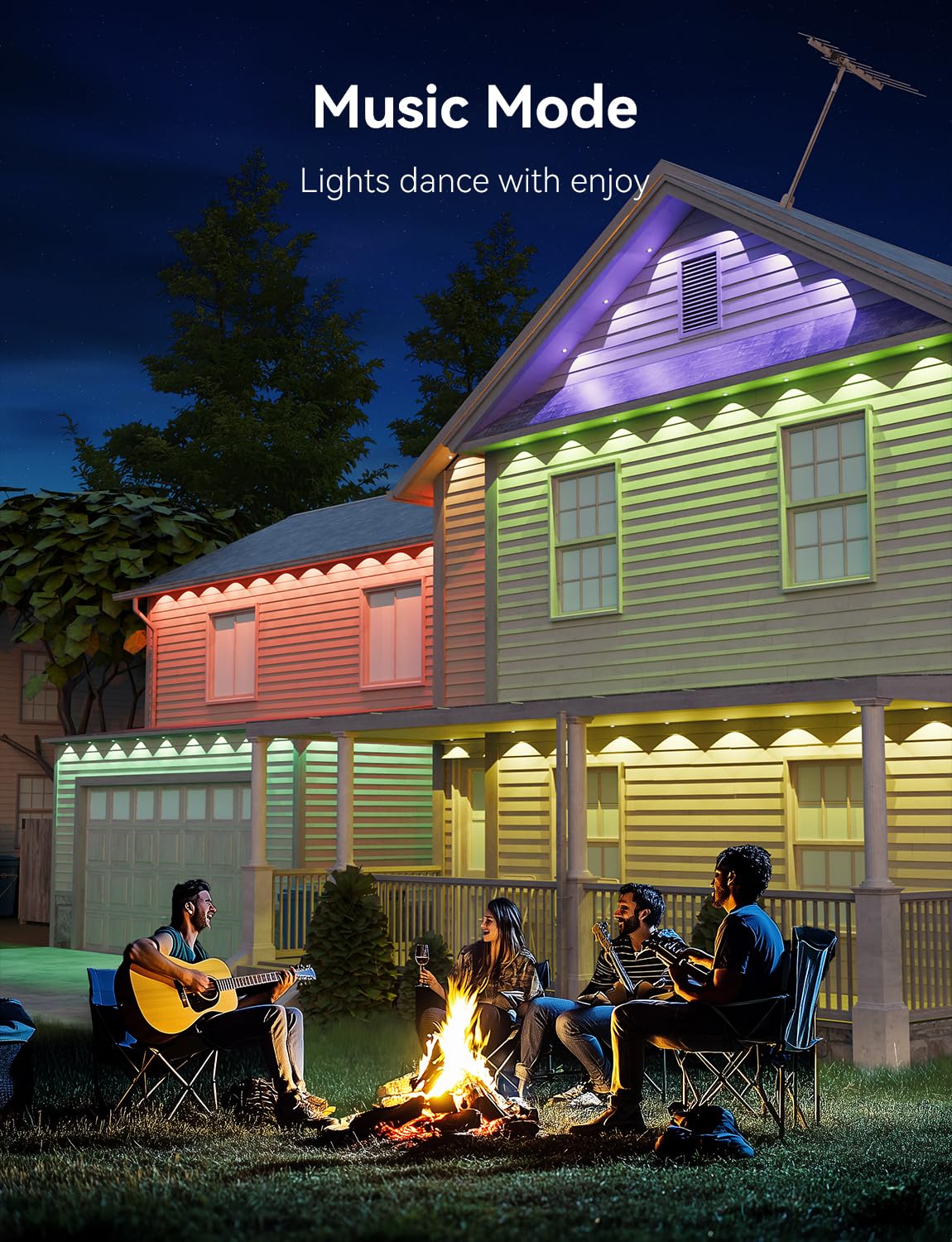 lemonrole Outdoor RGB Eaves Lights - 300FT, App Control, IP67 Waterproof, for Christmas & Holidays