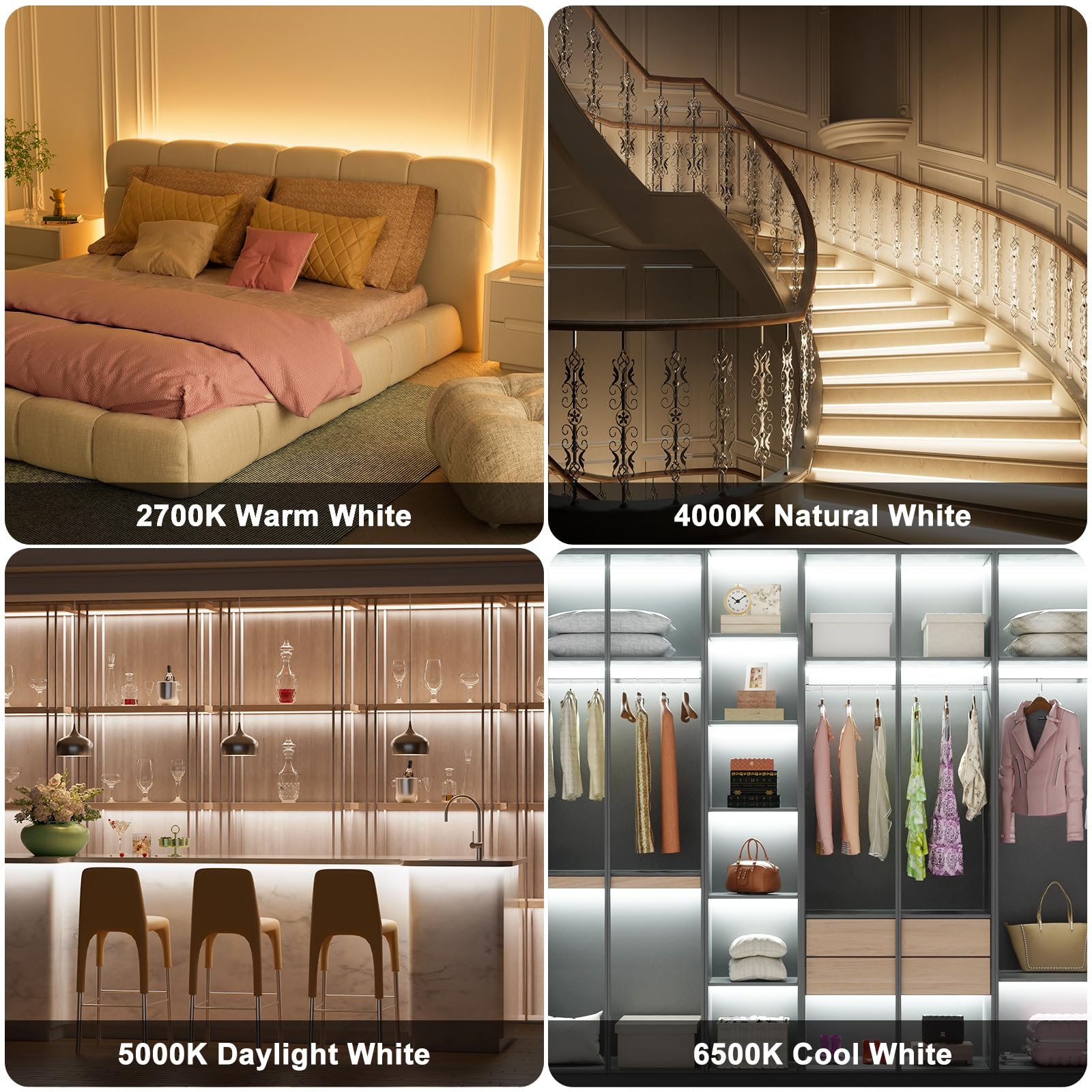 Pautix Cob Led Strip Light White Cct Tunable 3200Leds,Cri90+ 16.4Ft/5M Dimmable 2700K-6500K 24V Led Tape Light,For Under Cabinet