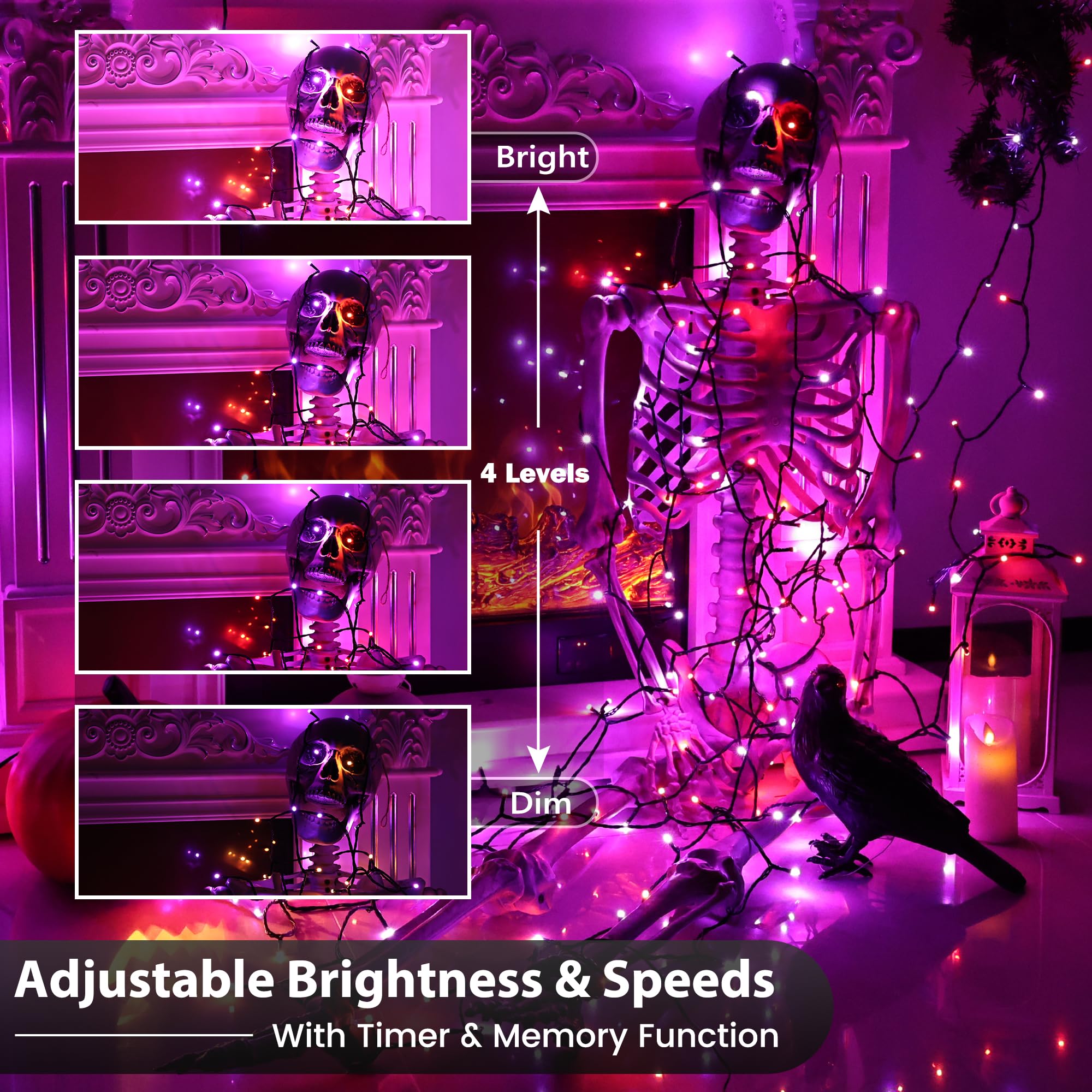 Toodour RGB String Lights, 131ft, 350 LED, Waterproof, Remote & Timer, Model JT-DC300V0240-C, Indoor/Outdoor Christmas Decor