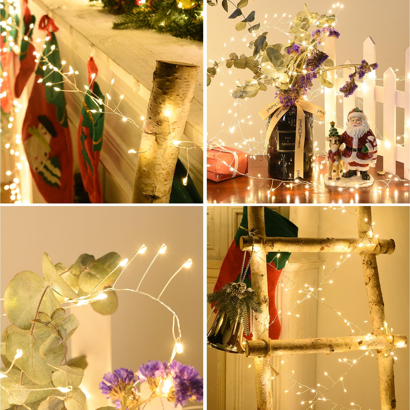 Fairy Lights Plug In  Dailyart 2000 Led Twinkle String Light With Remote 130Ft Waterproof 8 Modes Warm Cluster Lights With Timer For Bedroom Wreath Window Wedding Christmas Tree Decoration Sliver Wire